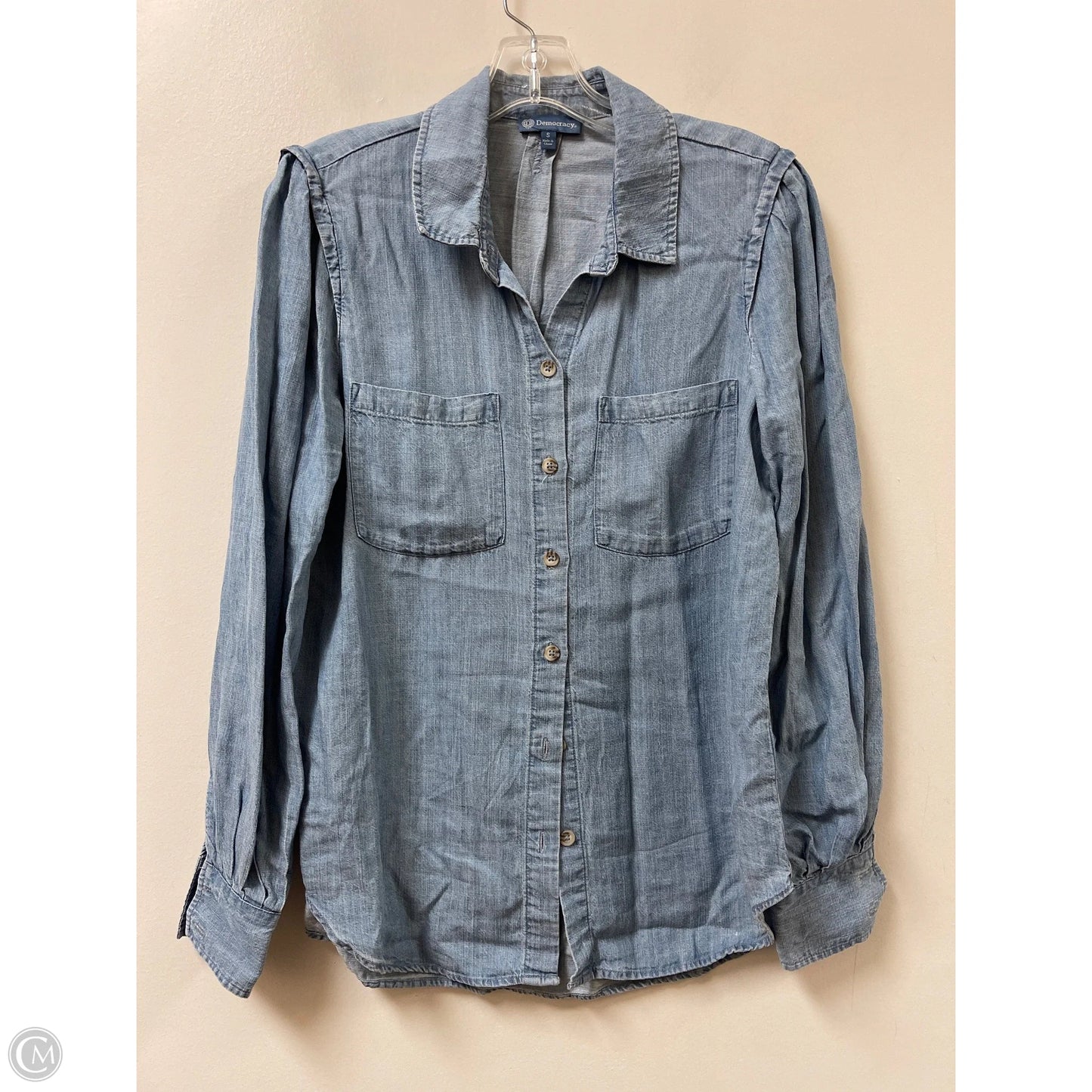 Blouse Long Sleeve By Democracy In Blue Denim, Size: S