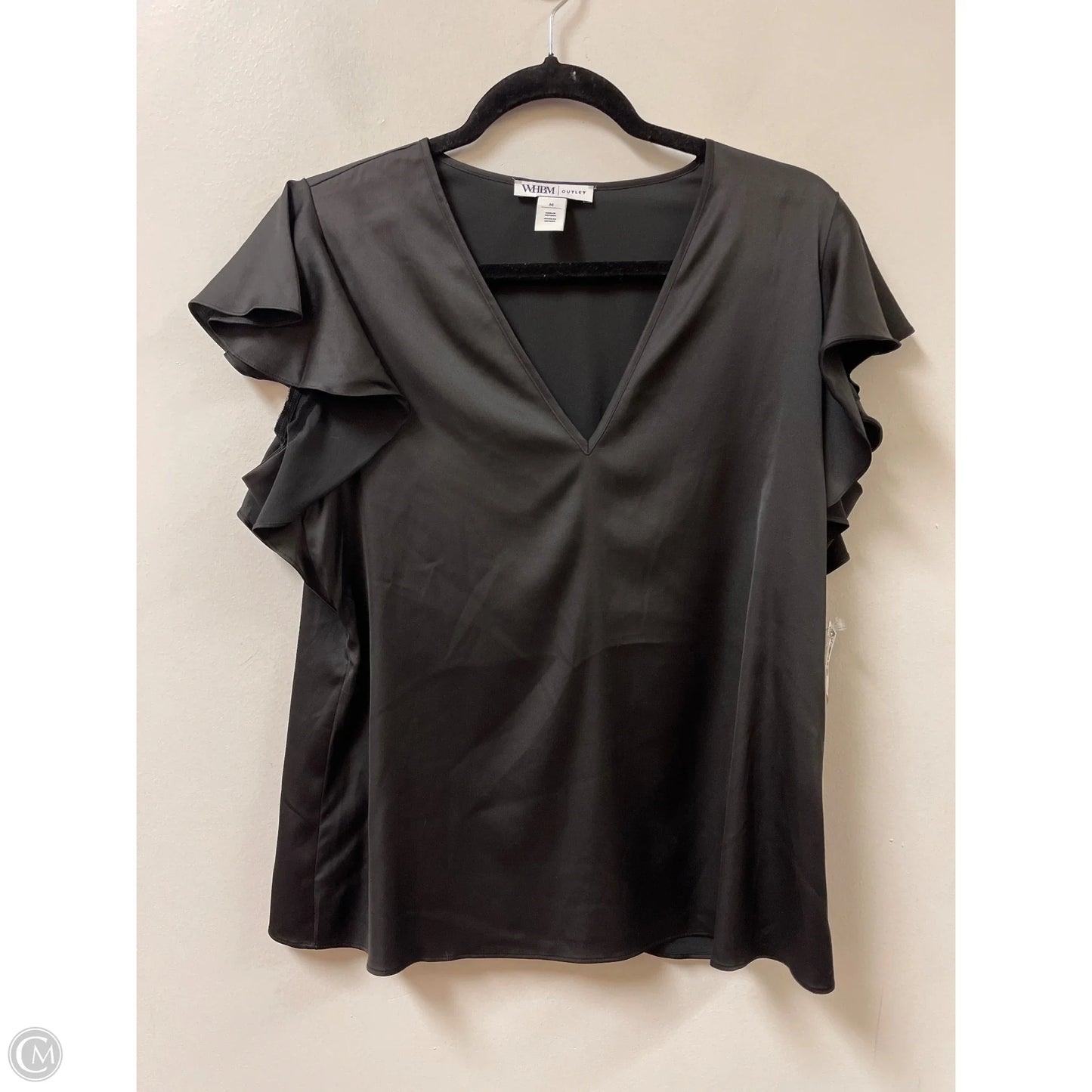 Top Short Sleeve By White House Black Market In Black, Size: M