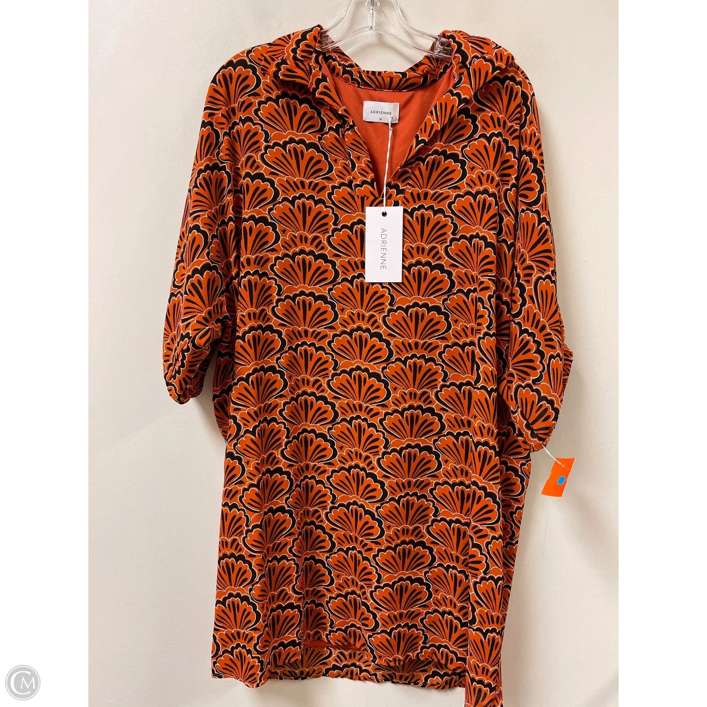 Dress Casual Midi By Adrienne In Black & Orange, Size: 1x