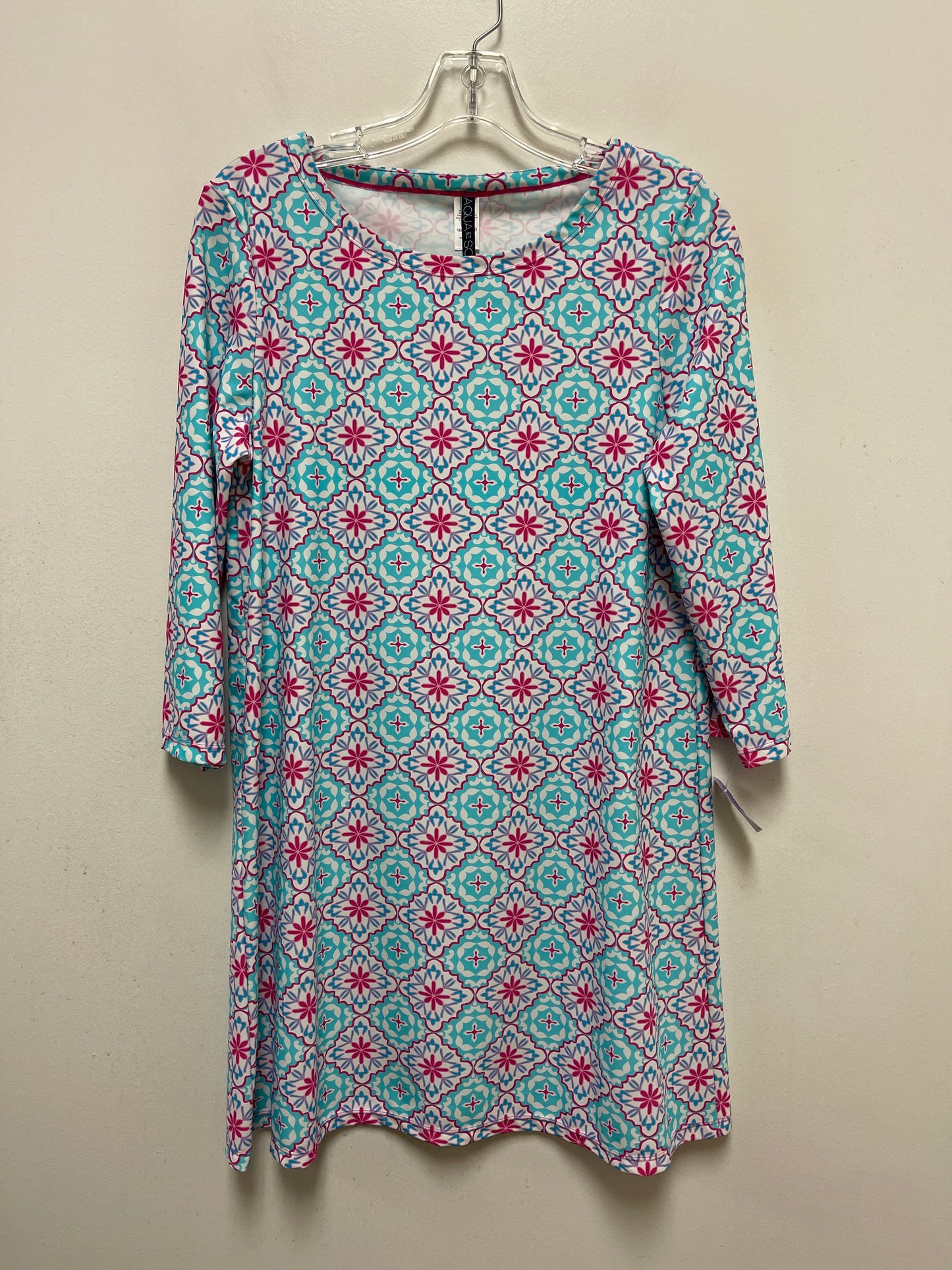 Blue & Pink Dress Casual Midi Clothes Mentor, Size S