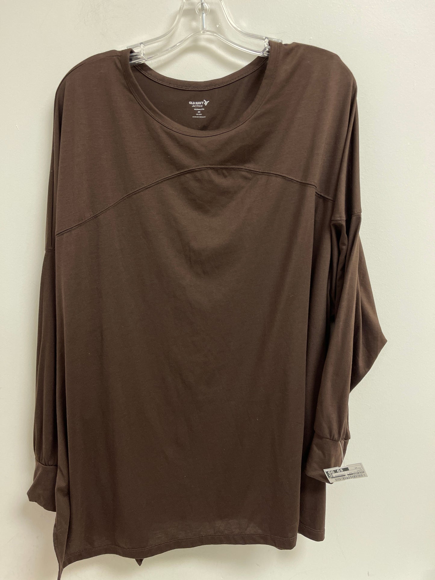 Brown Athletic Top Long Sleeve Crewneck Old Navy, Size 2x