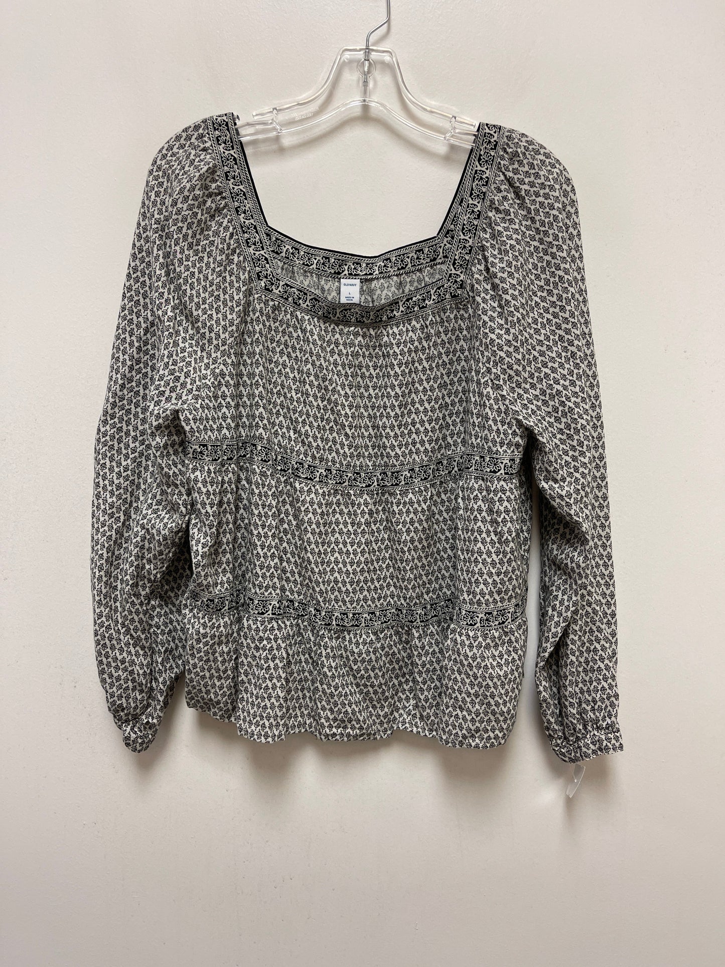 Black & Cream Top Long Sleeve Old Navy, Size L