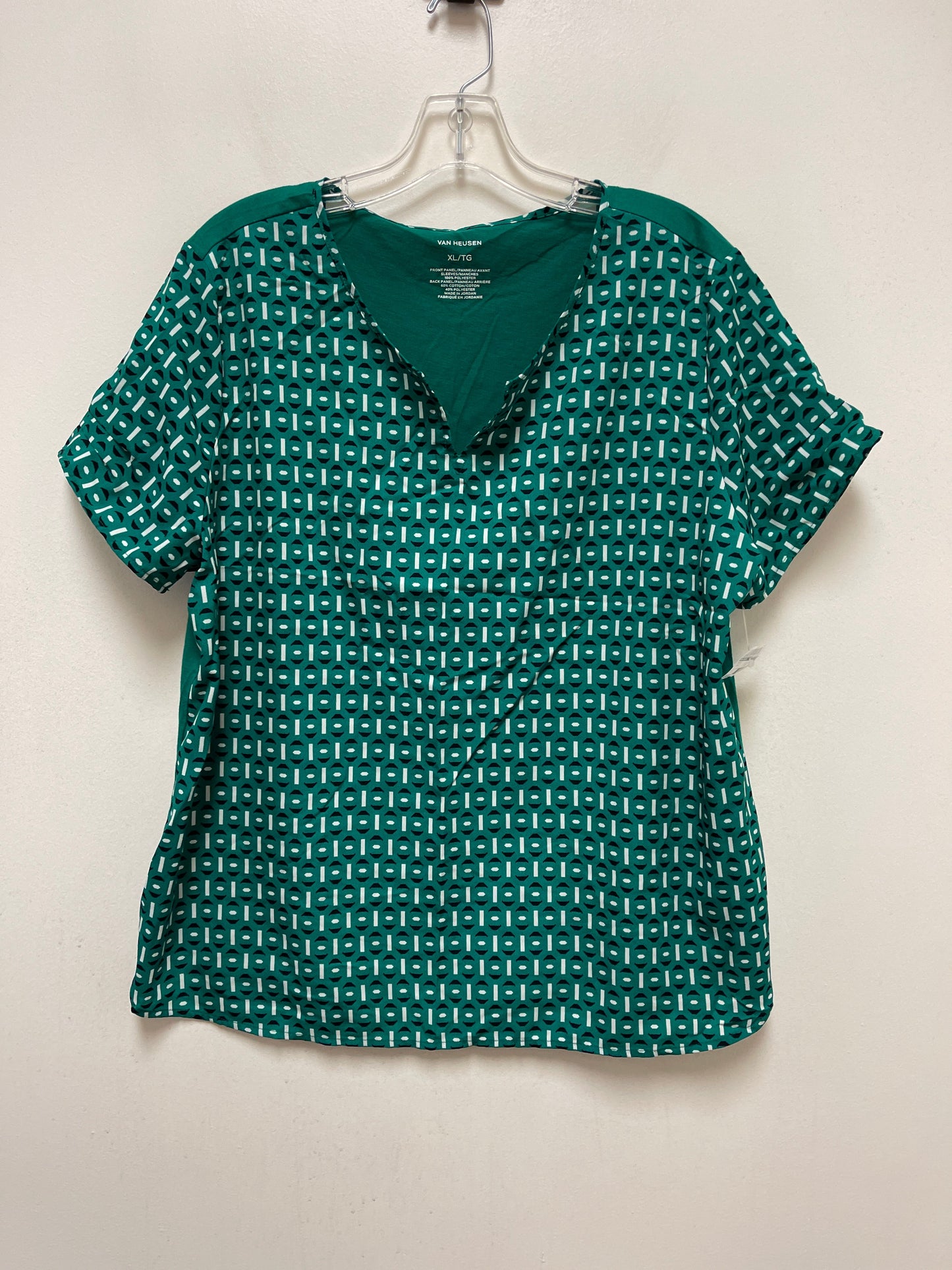 Green Top Short Sleeve Van Heusen, Size L