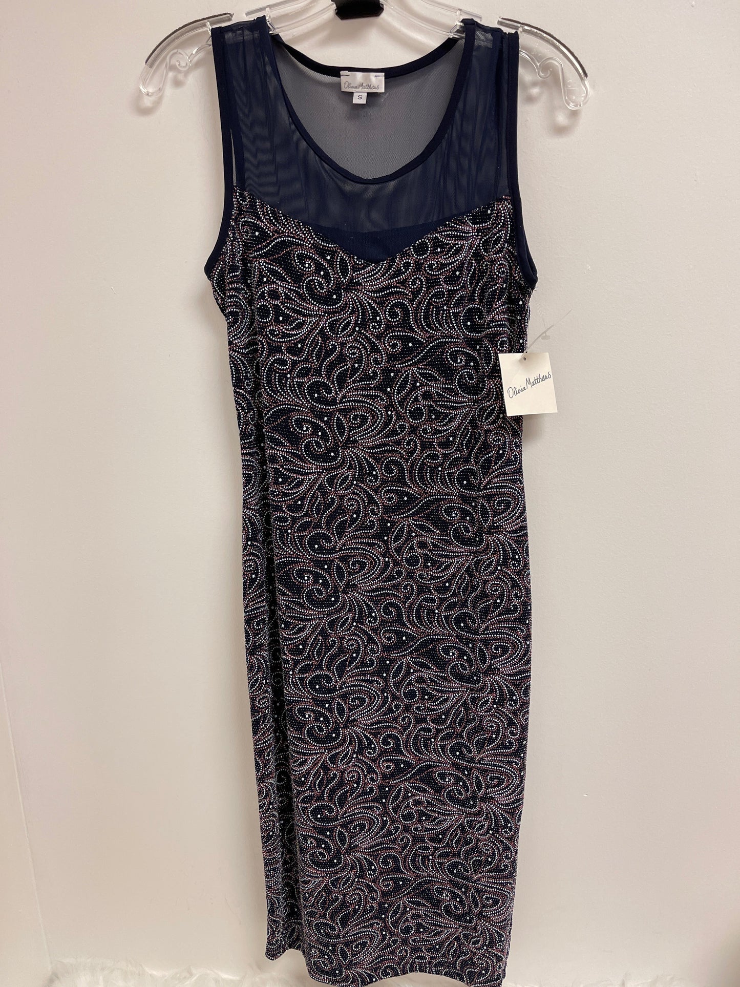 Navy Dress Casual Midi Olivia Matthews, Size S