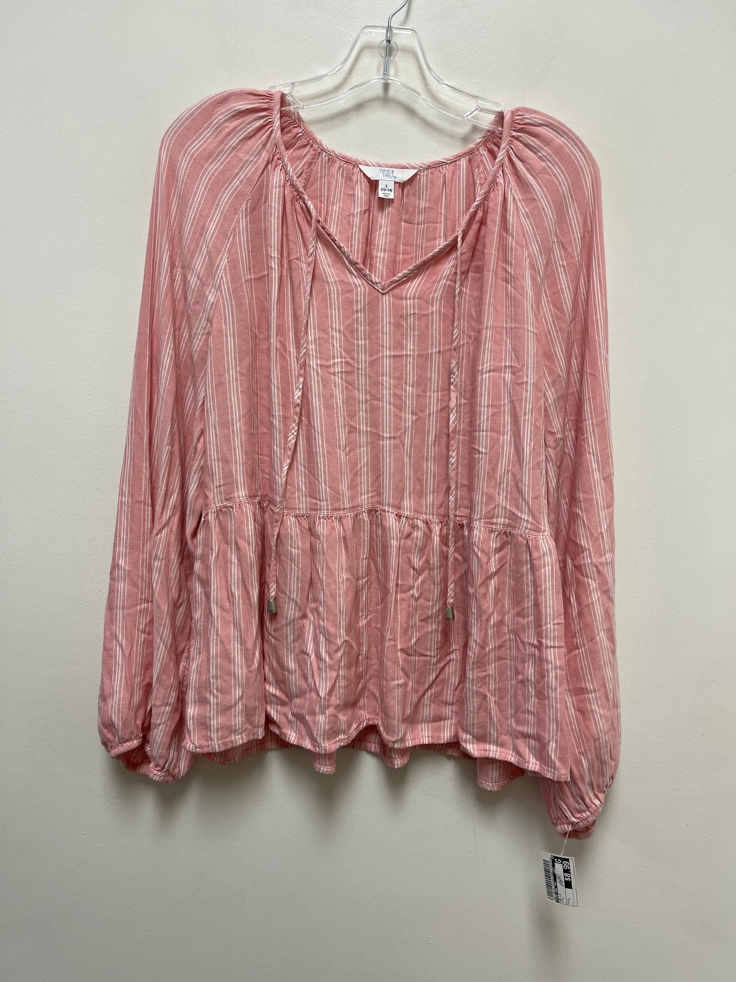 Pink Top Long Sleeve Time And Tru, Size L