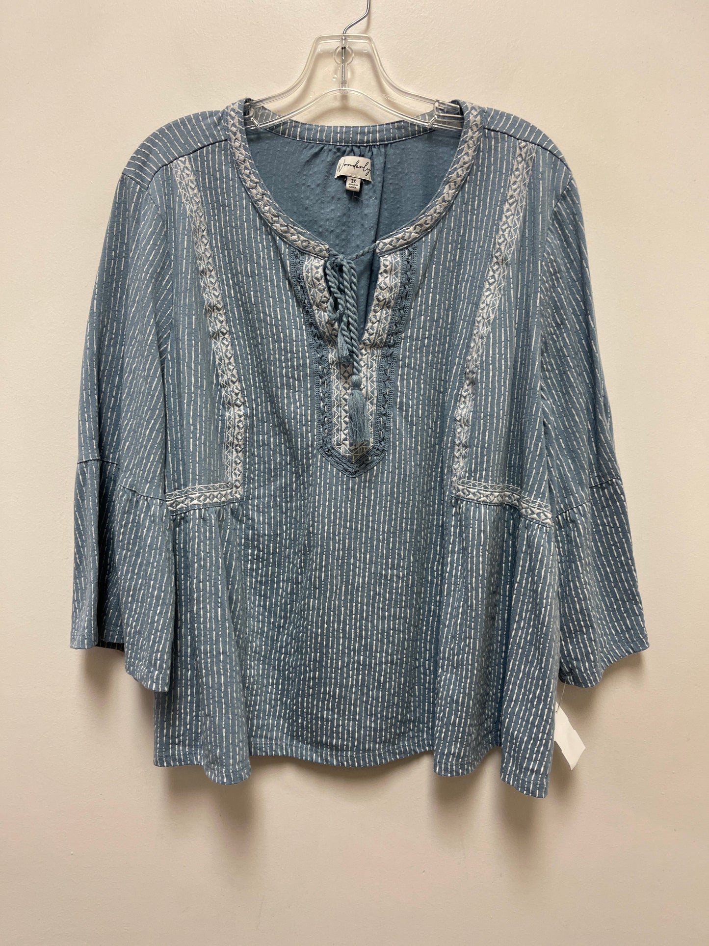 Top Long Sleeve By Wonderly In Blue, Size: 3x