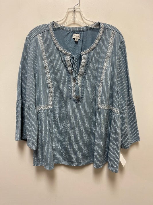 Top Long Sleeve By Wonderly In Blue, Size: 3x