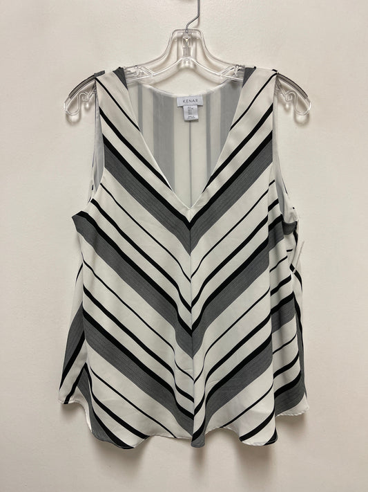 Top Sleeveless By Kenar In Black & White, Size: L