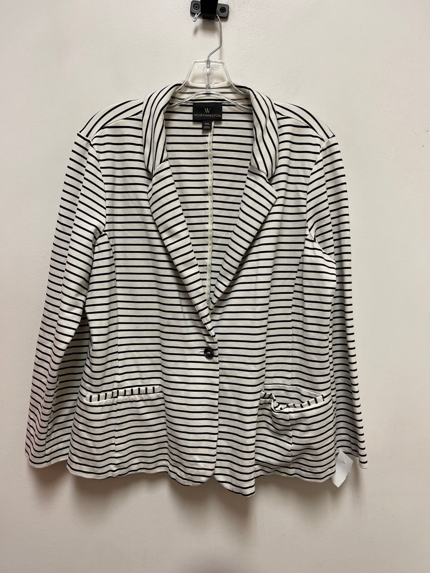 Blazer By Worthington In Striped Pattern, Size: 2x