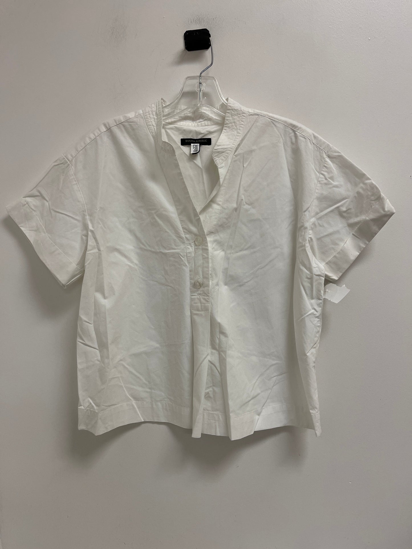 Blouse Short Sleeve By Banana Republic In White, Size: M