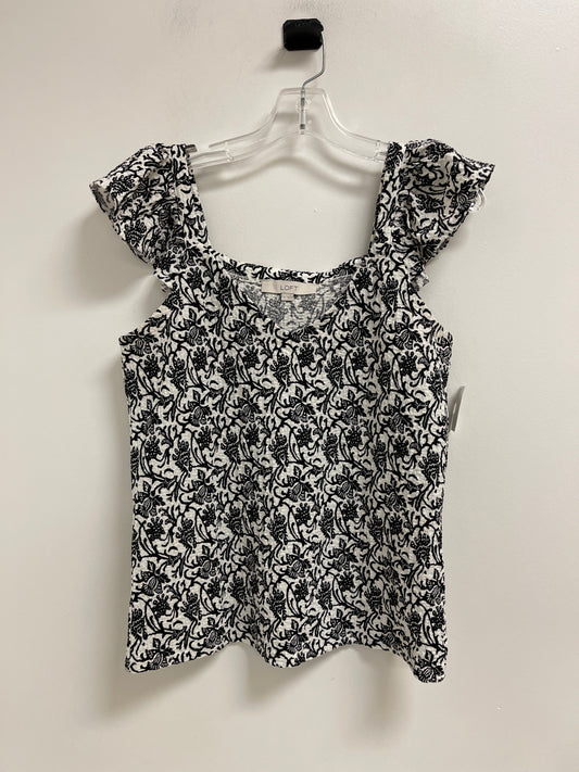 Top Sleeveless By Loft In Black & White, Size: M