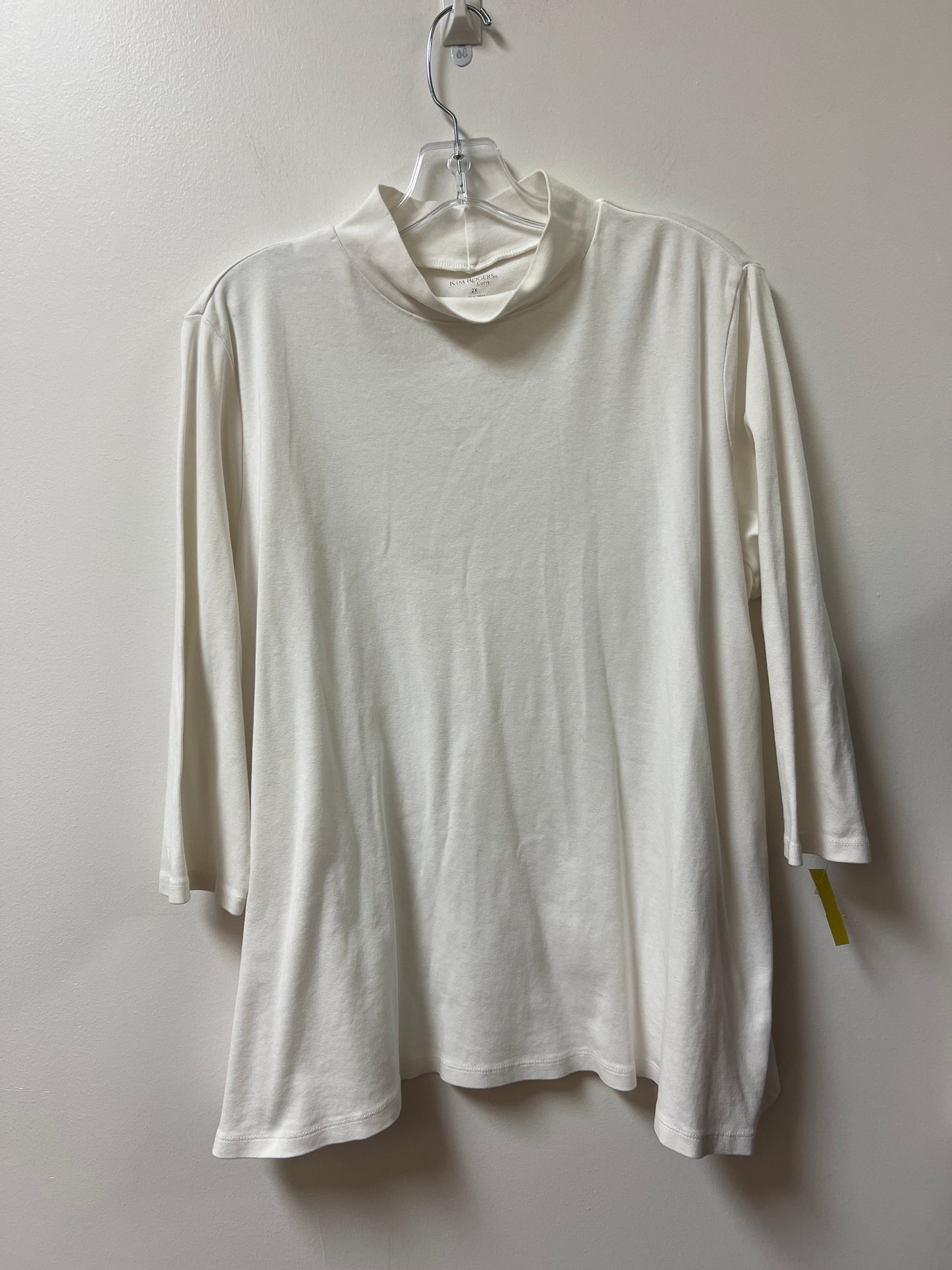 Top 3/4 Sleeve By Kim Rogers In White, Size: 2x