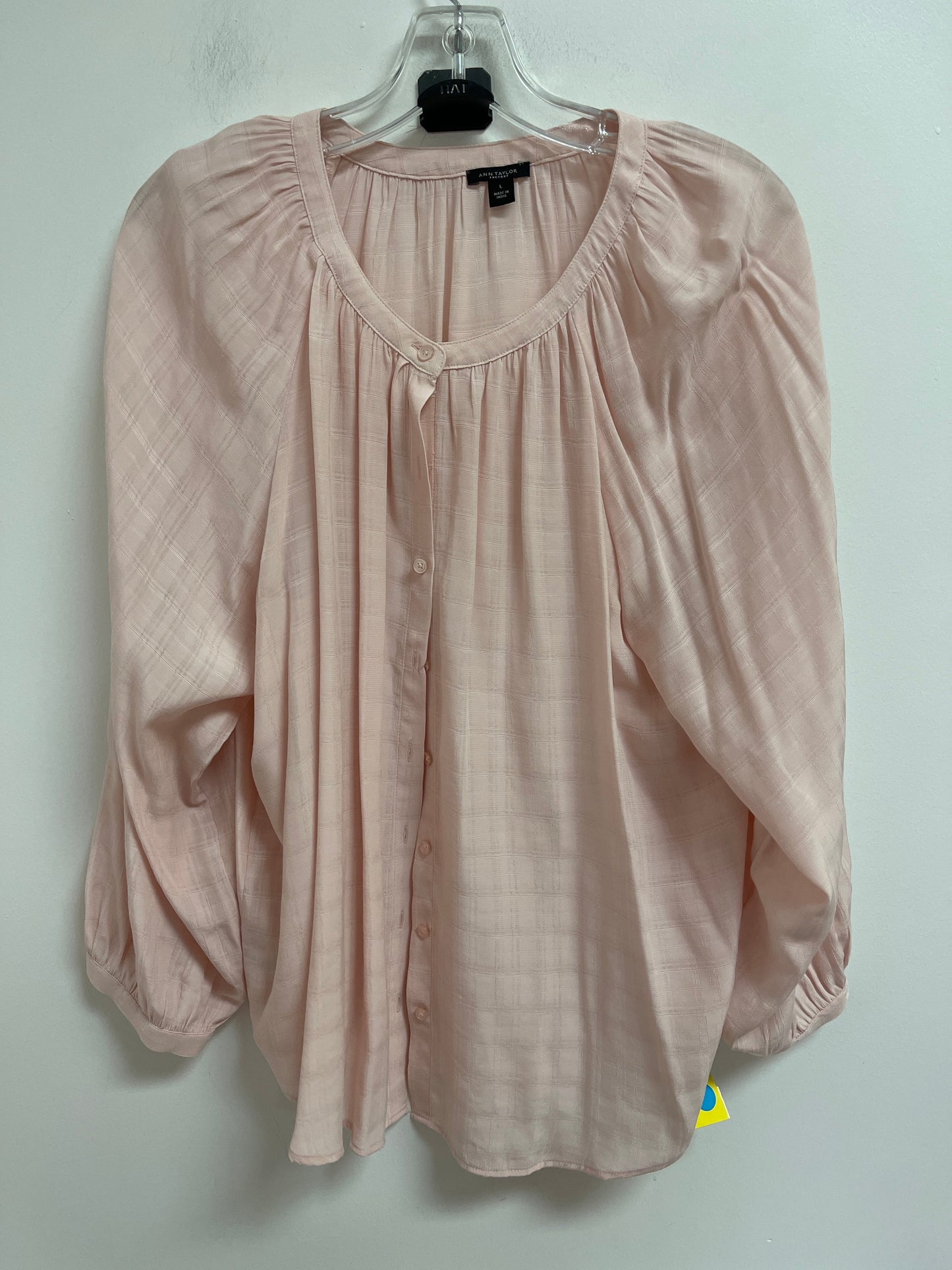 Blouse Long Sleeve By Ann Taylor In Pink, Size: L