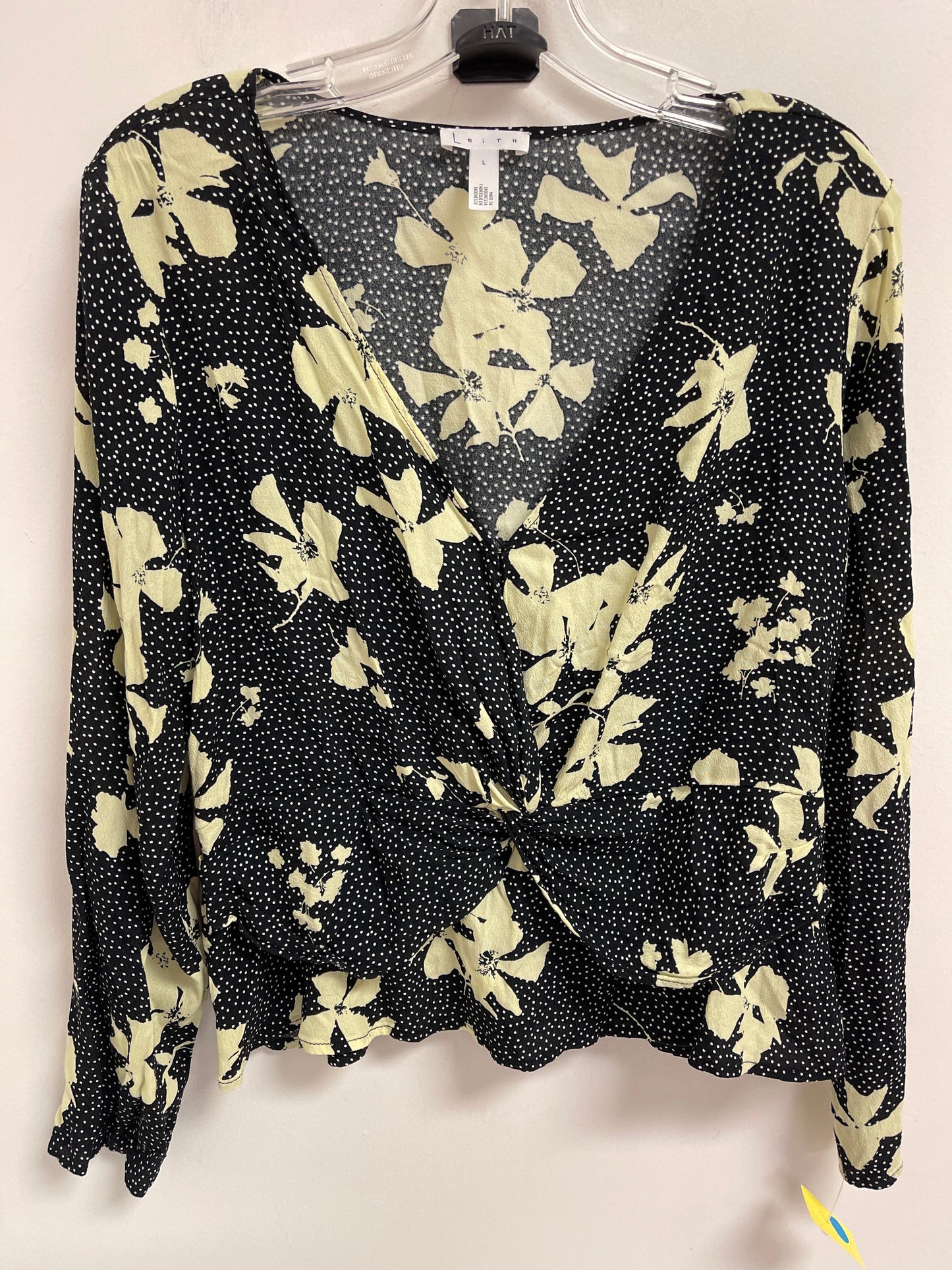 Top Long Sleeve By Leith In Floral Print, Size: L