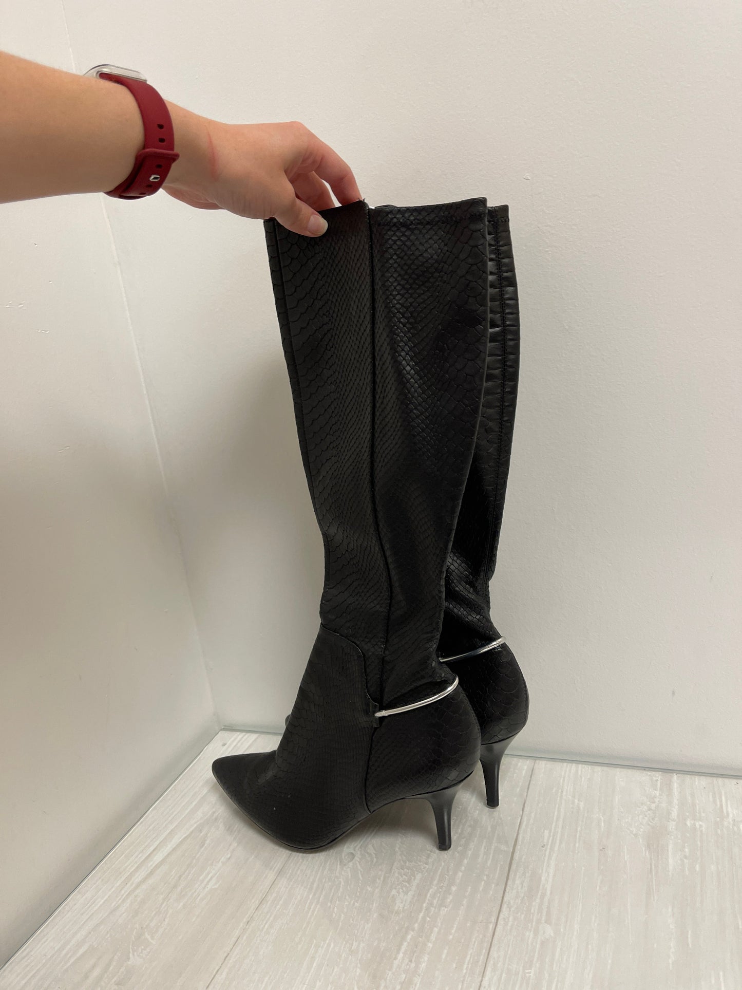 Boots Mid-calf Heels By Calvin Klein In Black, Size: 8.5