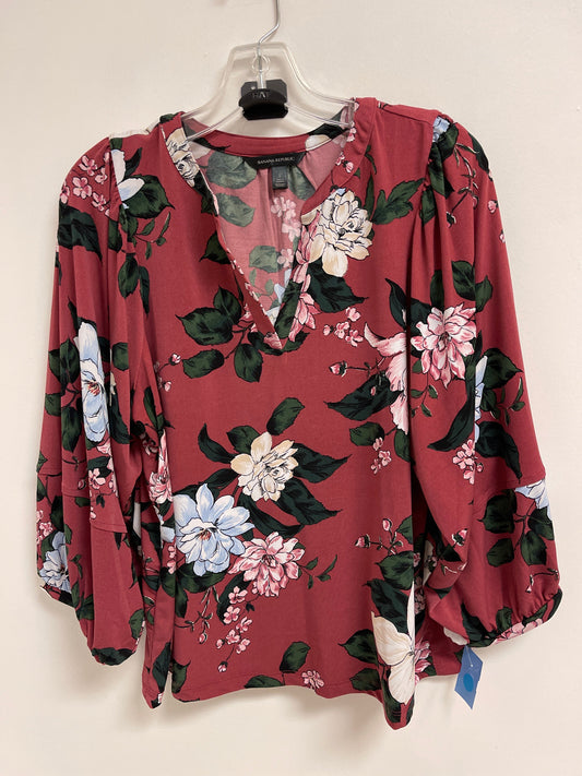 Top Long Sleeve By Banana Republic In Floral Print, Size: L