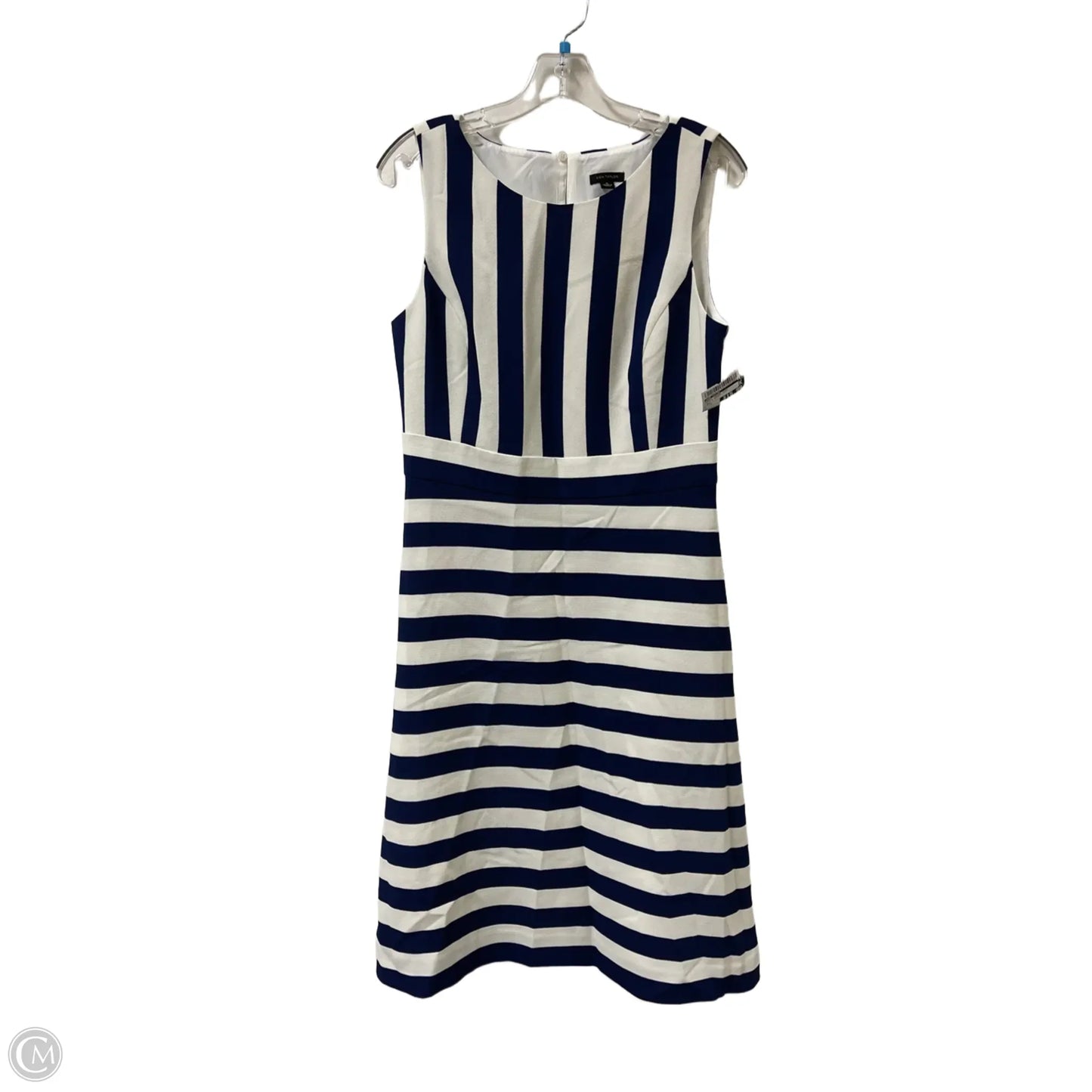 Dress Casual Midi By Ann Taylor In Blue & White, Size: S