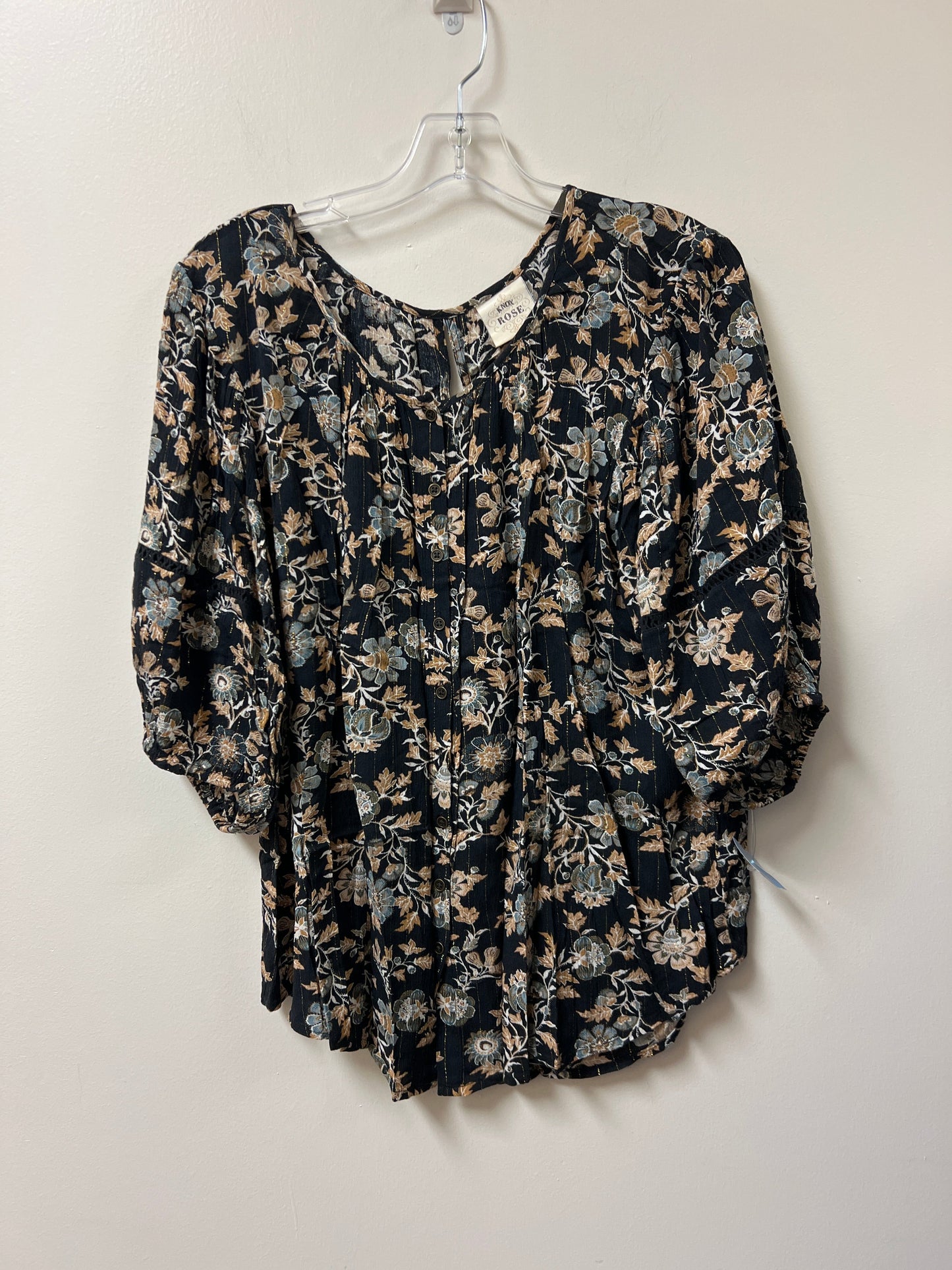 Top Long Sleeve By Knox Rose In Floral Print, Size: Xl