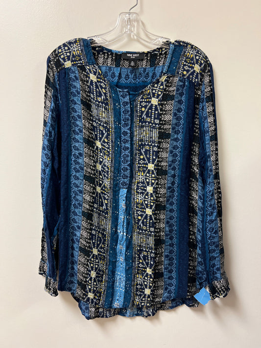 Top Long Sleeve By Nine West In Blue, Size: Xl