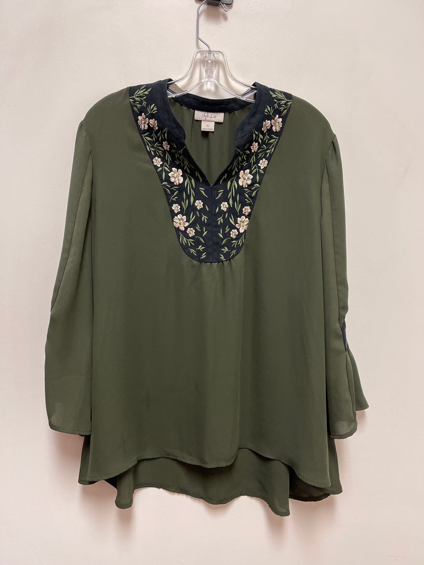 Top Long Sleeve By Style And Company In Green, Size: Xl