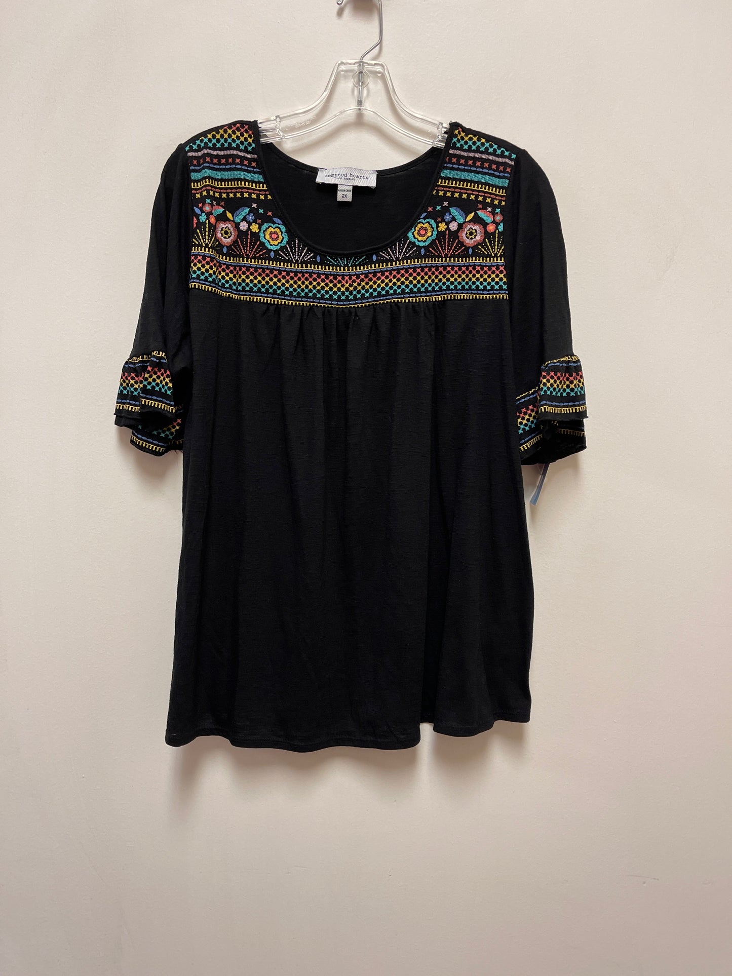 Top Short Sleeve By Clothes Mentor In Black, Size: 2x