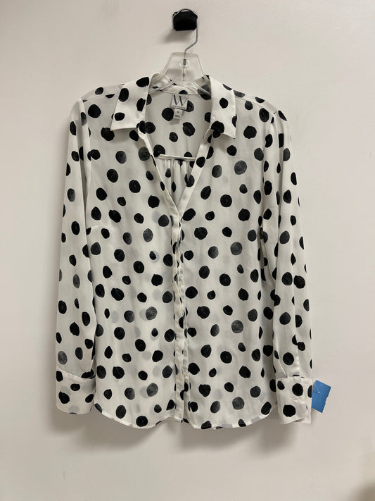 Top Long Sleeve By Worthington In Polkadot Pattern, Size: M