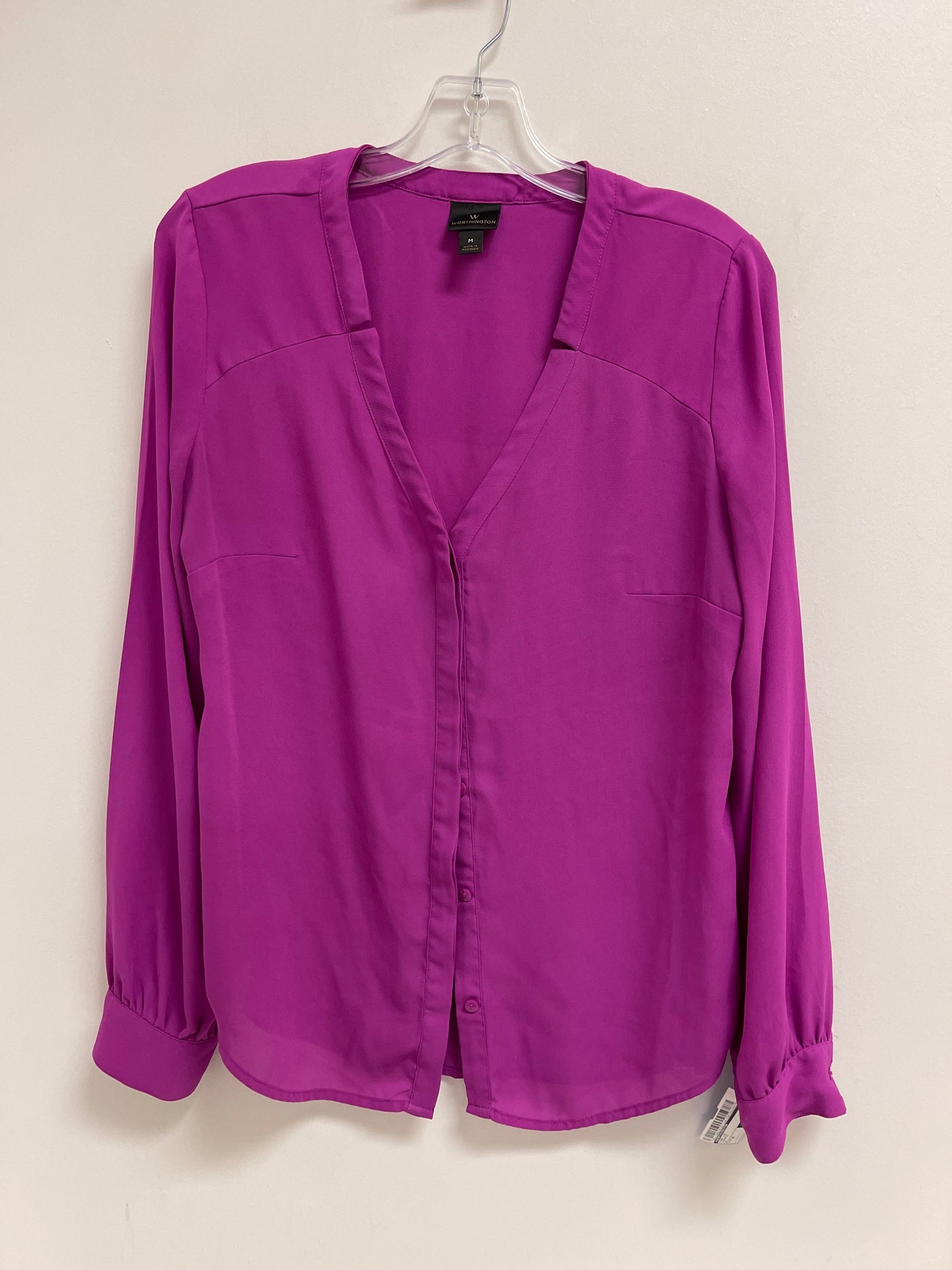 Top Long Sleeve By Worthington In Purple, Size: M