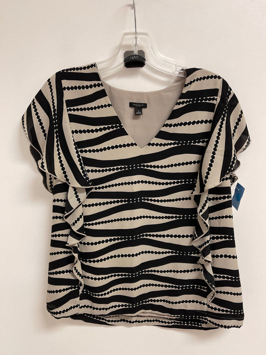 Top Short Sleeve By Ann Taylor In Black & Cream, Size: M