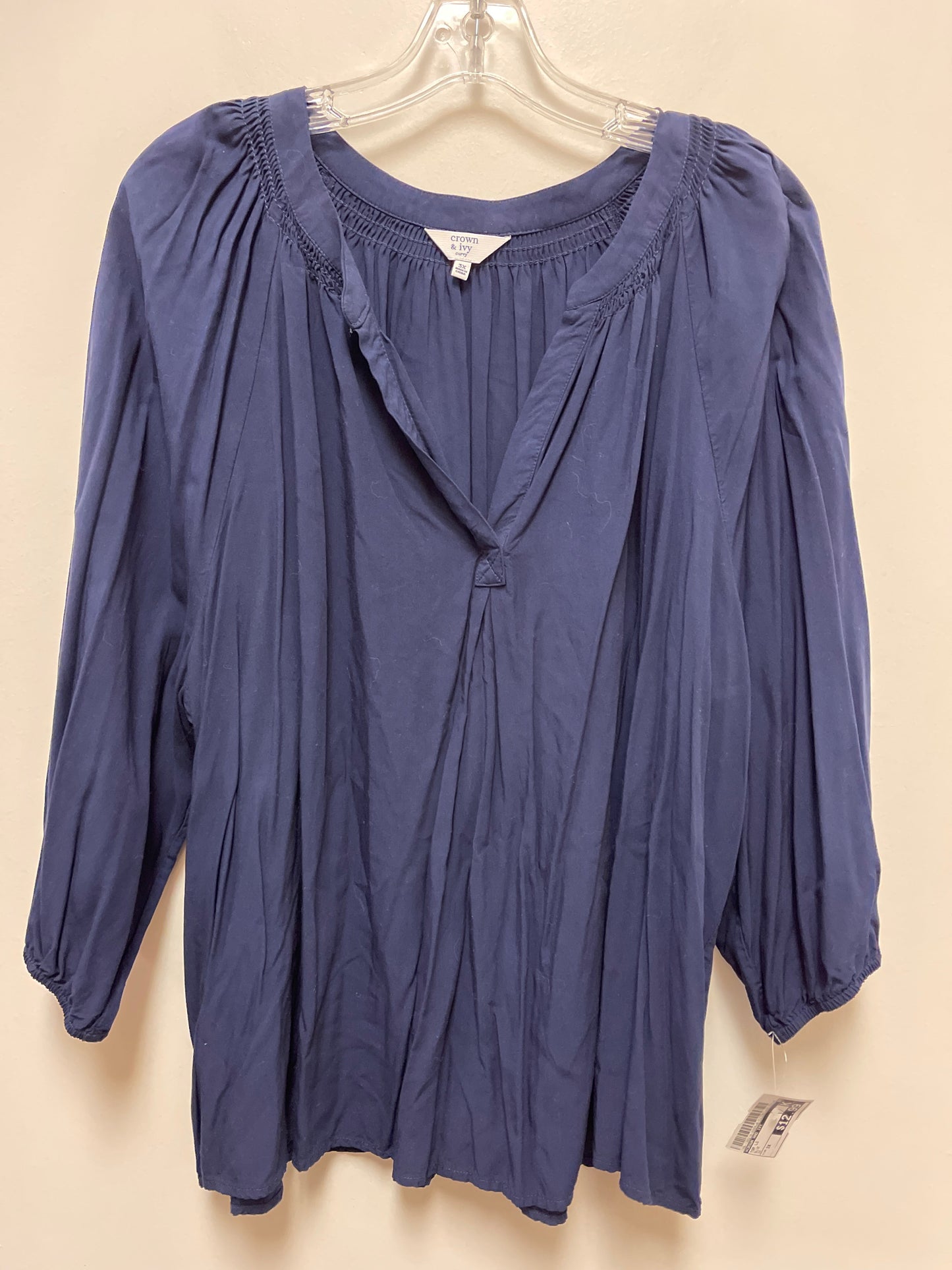 Top Long Sleeve By Crown And Ivy In Blue, Size: 3x