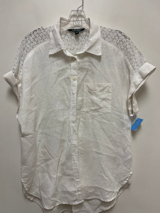 Blouse Short Sleeve By Lauren By Ralph Lauren In White, Size: M