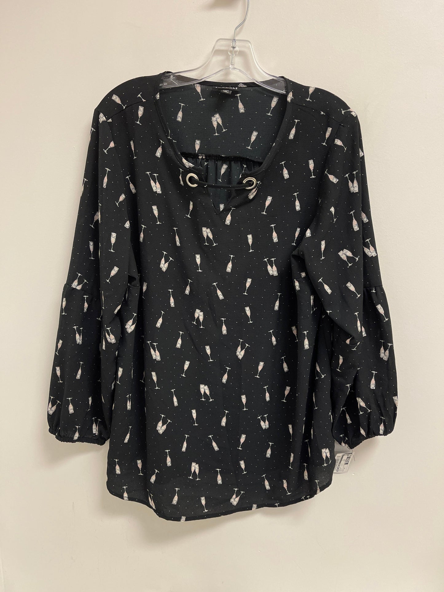 Top Long Sleeve By Roz And Ali In Black, Size: 1x