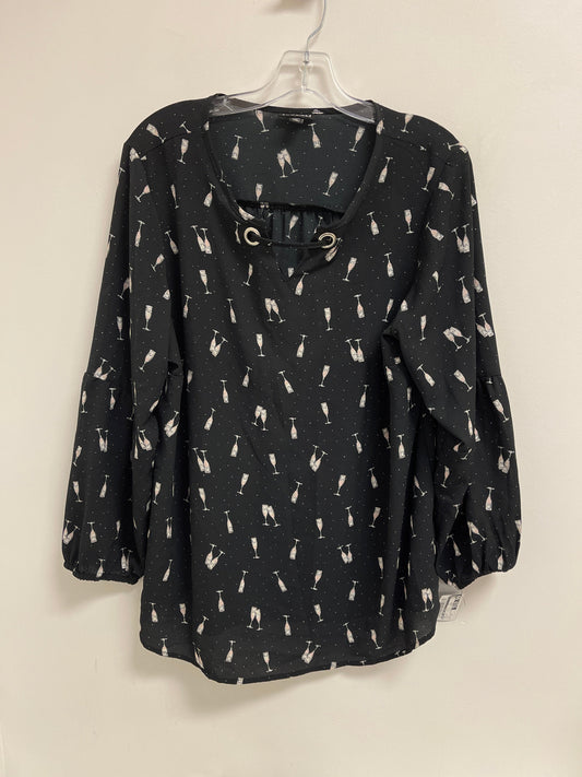 Top Long Sleeve By Roz And Ali In Black, Size: 1x