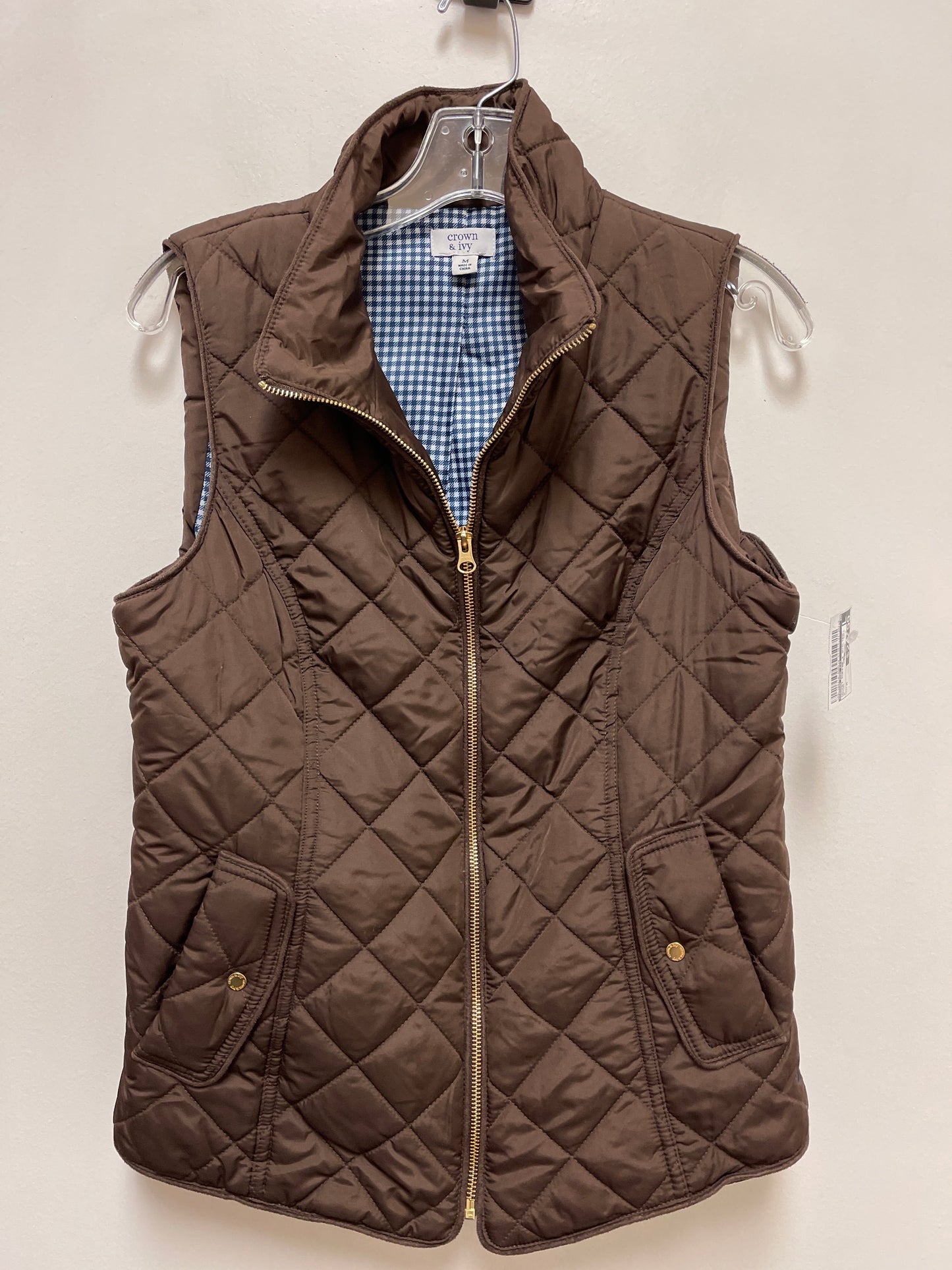 Jacket Puffer & Quilted By Crown And Ivy In Brown, Size: M