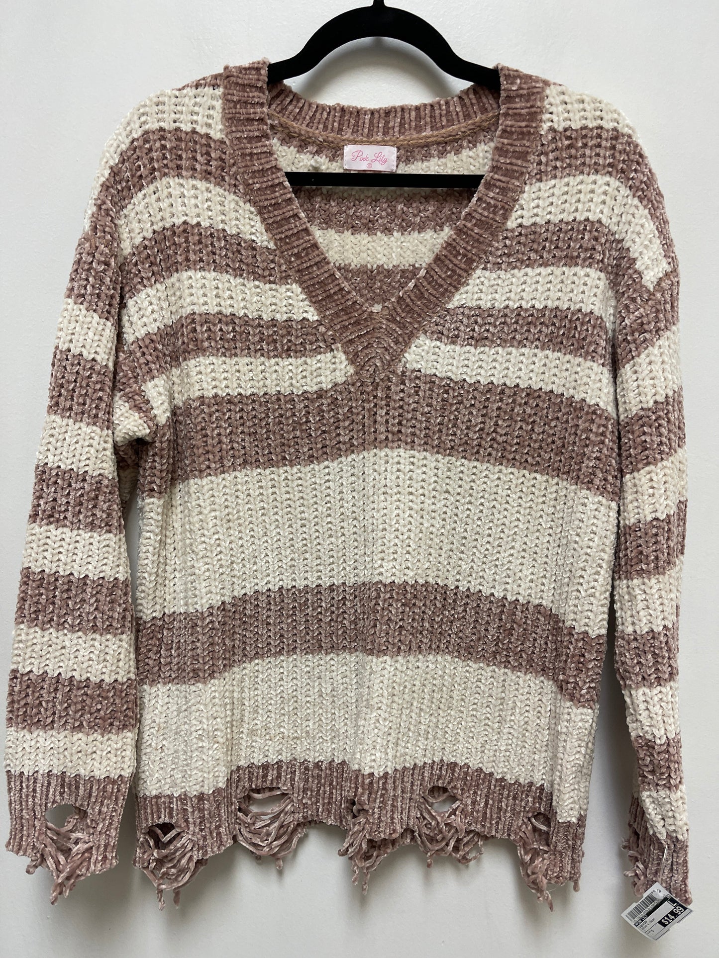 Sweater By Pink Lily In Brown & Cream, Size: S