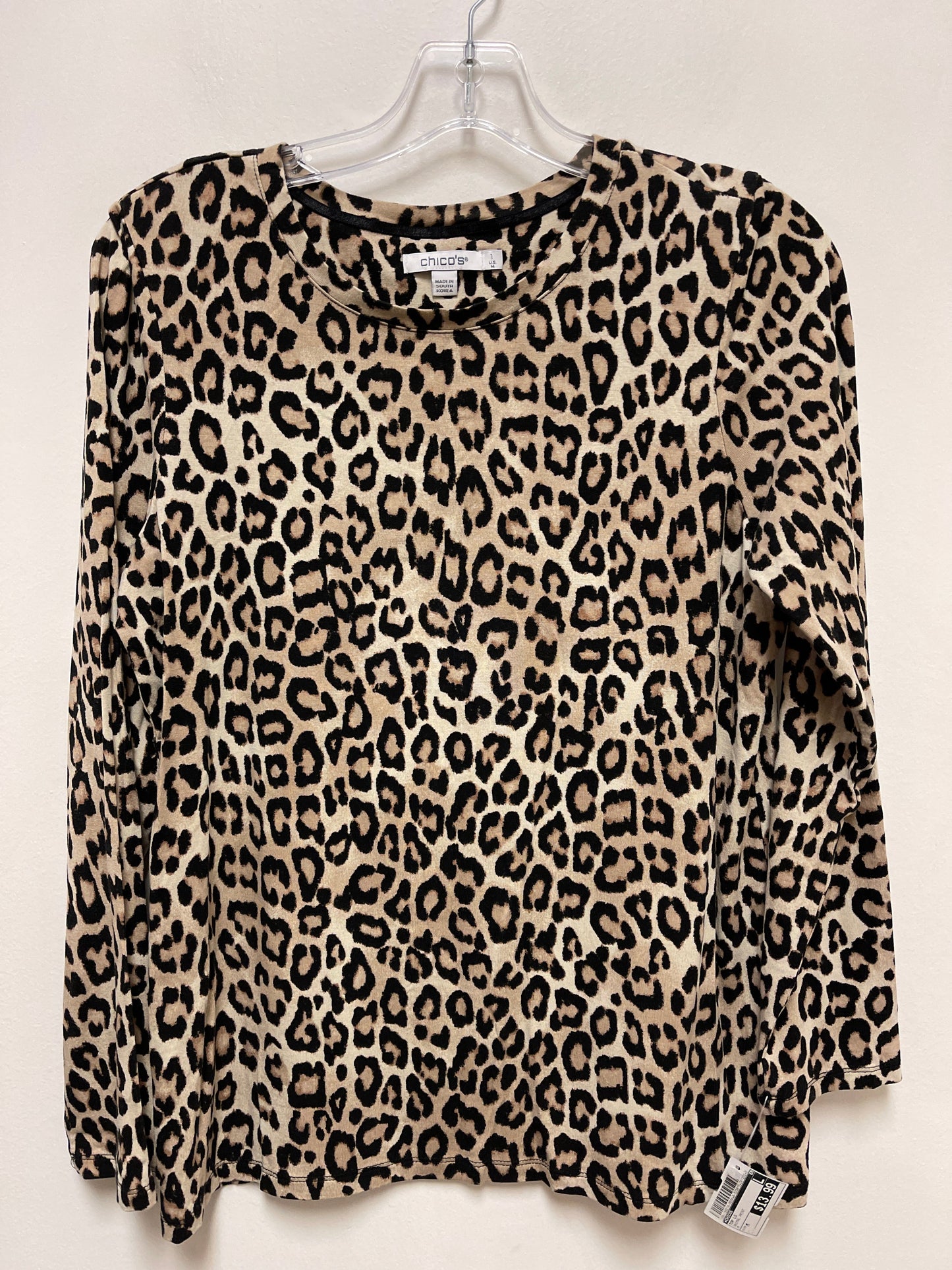 Top Long Sleeve By Chicos In Animal Print, Size: M