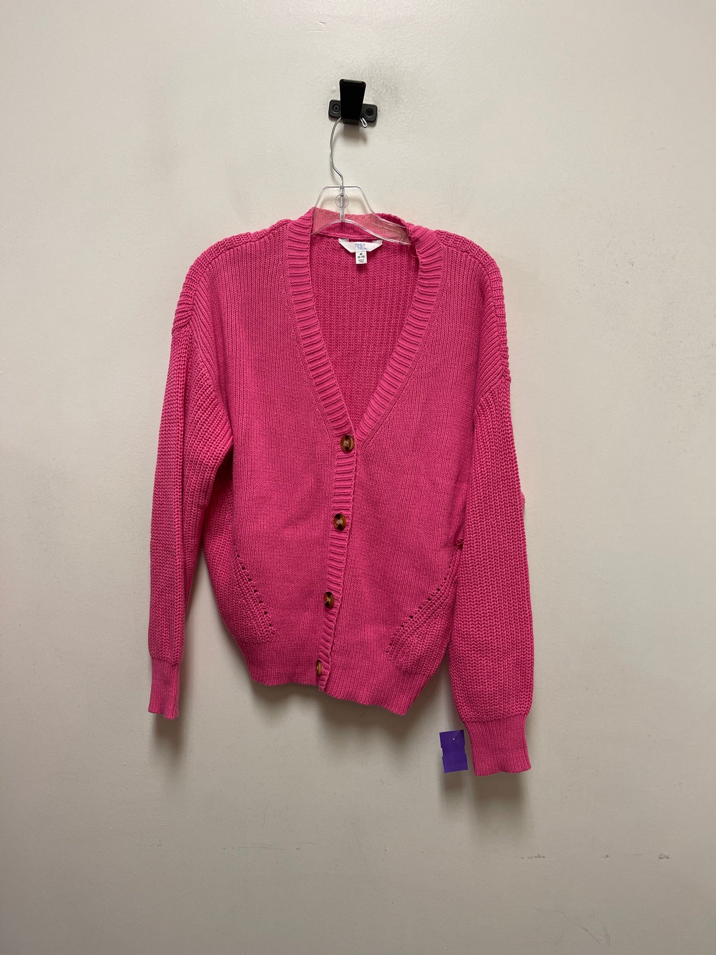 Sweater Cardigan By Time And Tru In Pink, Size: M