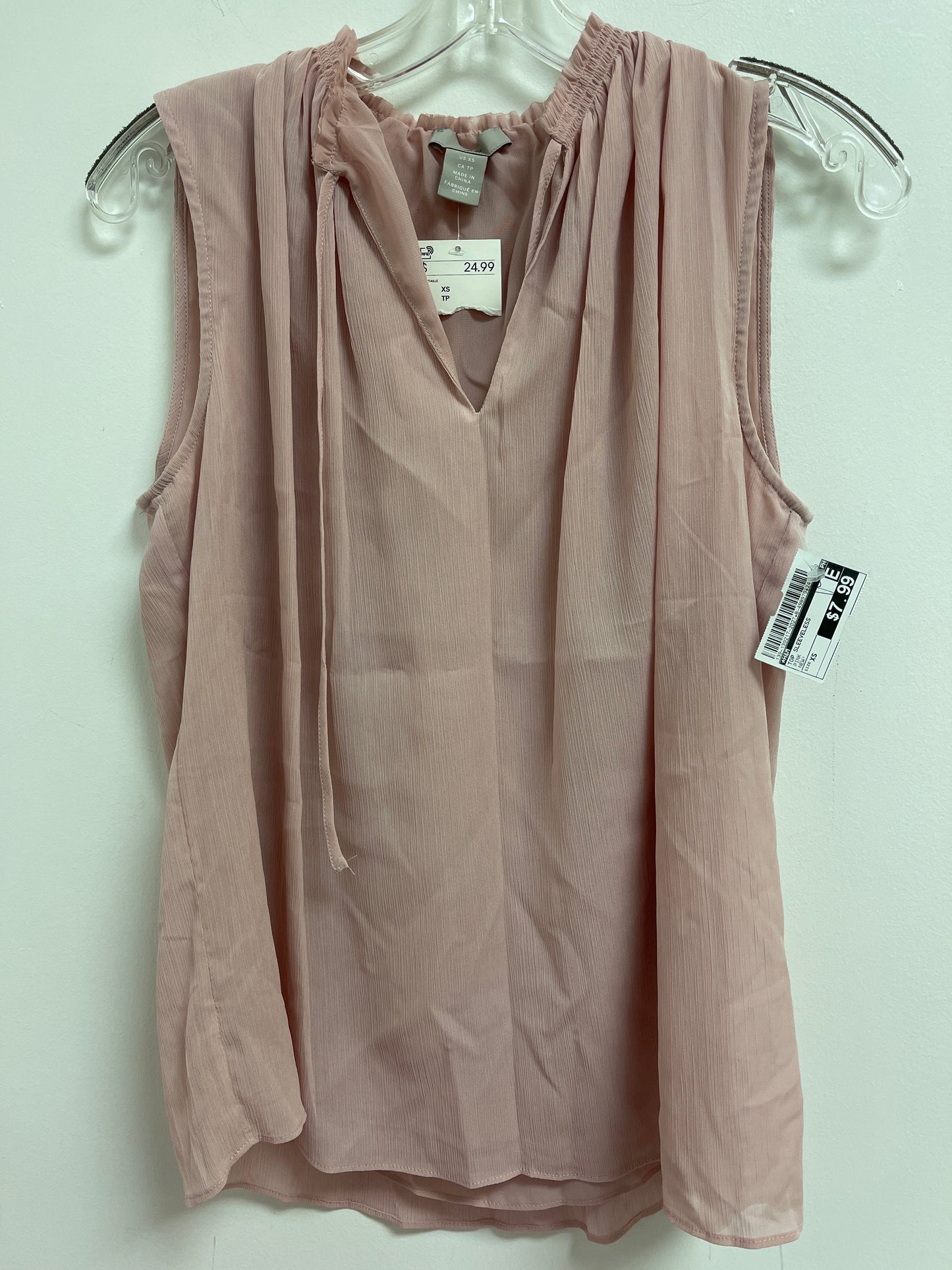 Pink Top Sleeveless H&m, Size Xs