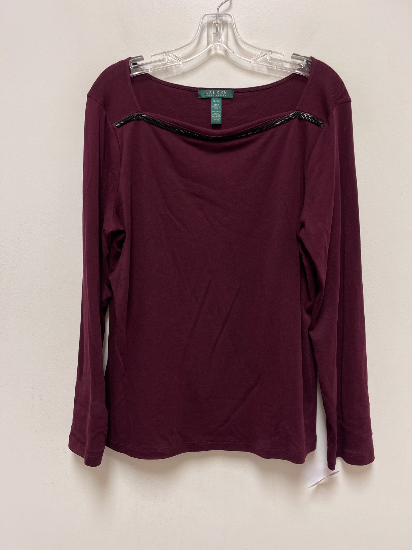 Purple Top Long Sleeve Lauren By Ralph Lauren, Size Xl