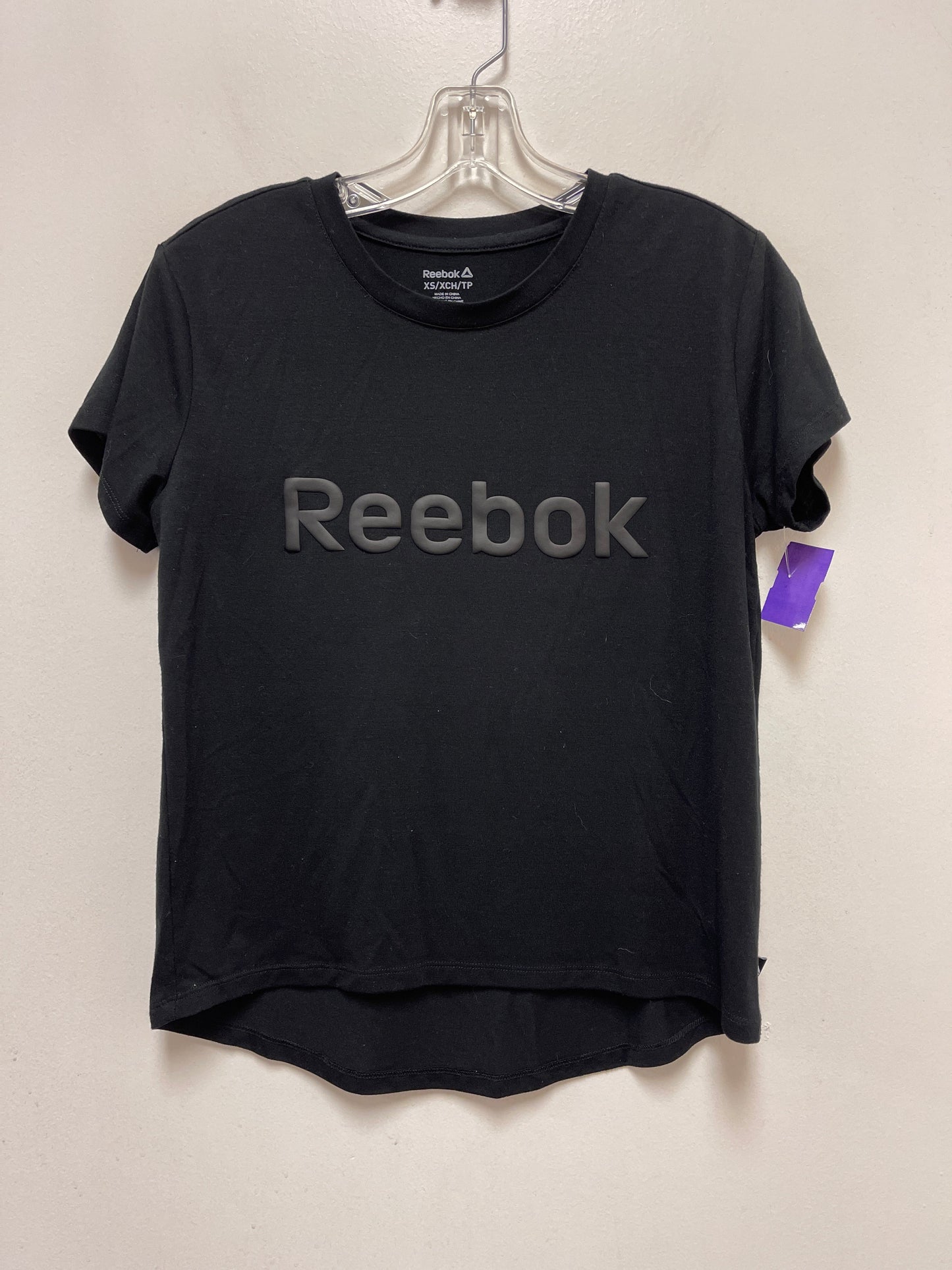 Black Athletic Top Short Sleeve Reebok, Size Xs