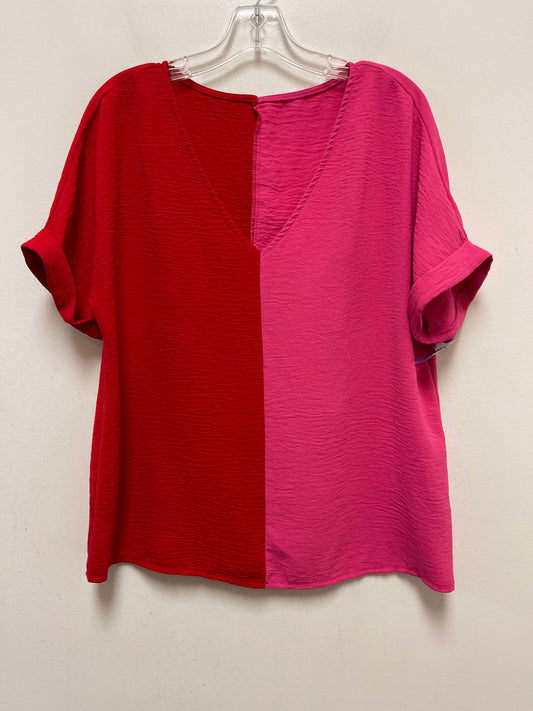 Pink & Red Top Short Sleeve Shein, Size M