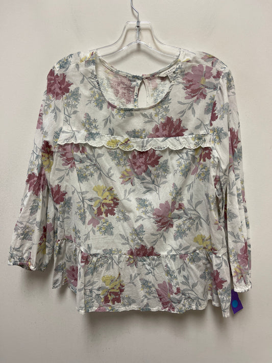 Floral Print Top Long Sleeve Lucky Brand, Size Xl