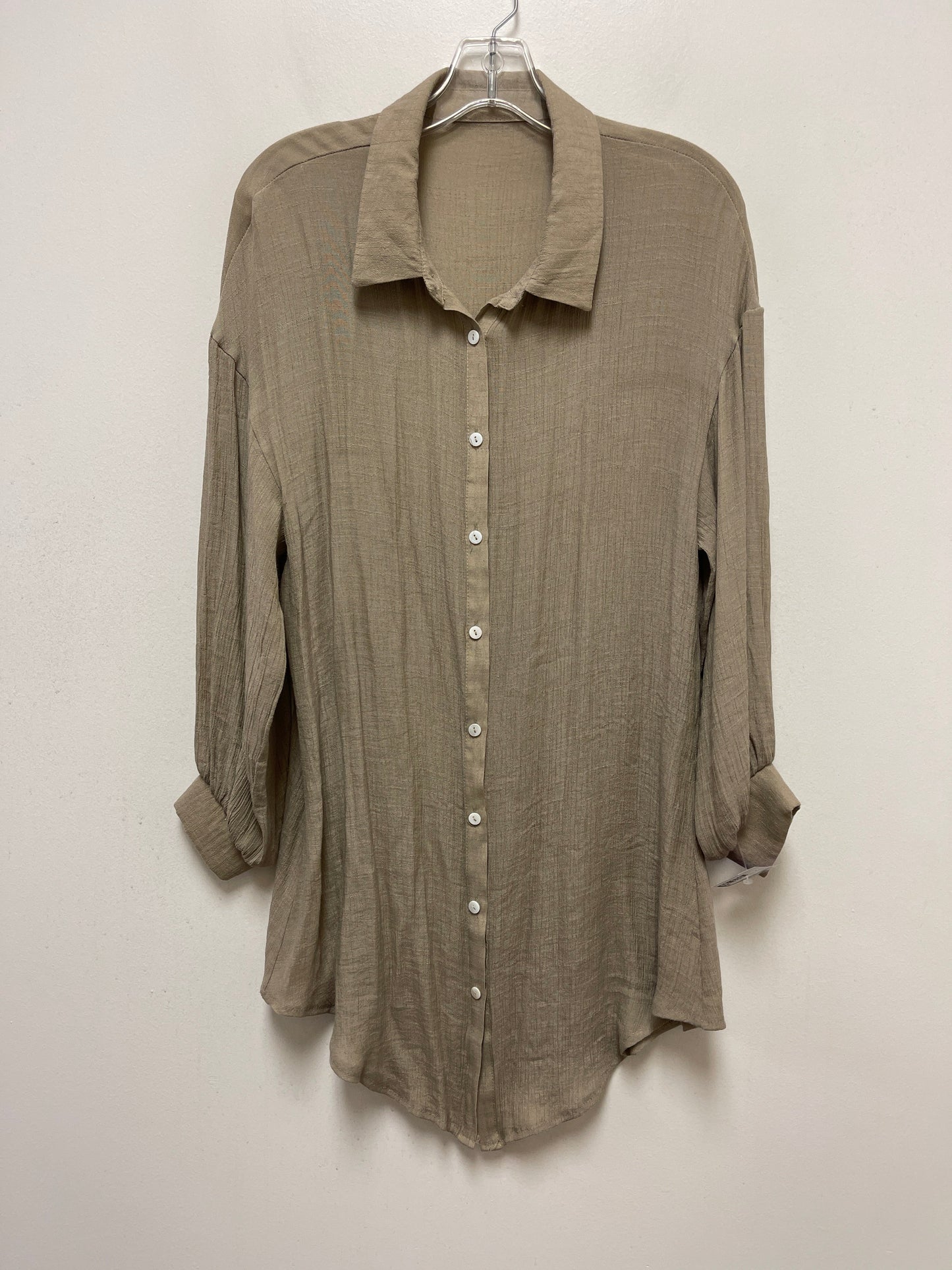 Beige Tunic Long Sleeve Clothes Mentor, Size S