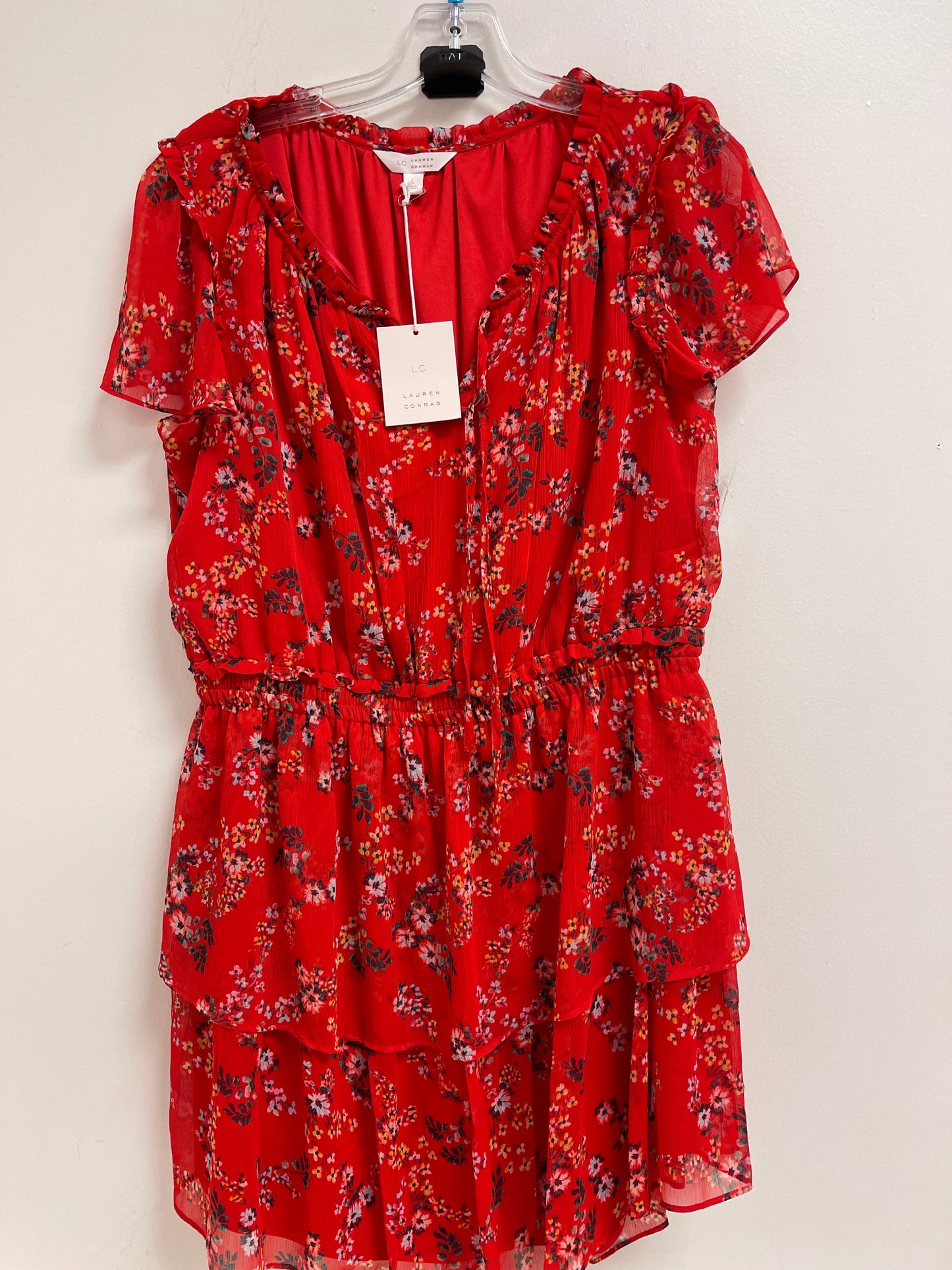Red Dress Casual Midi Lc Lauren Conrad, Size L