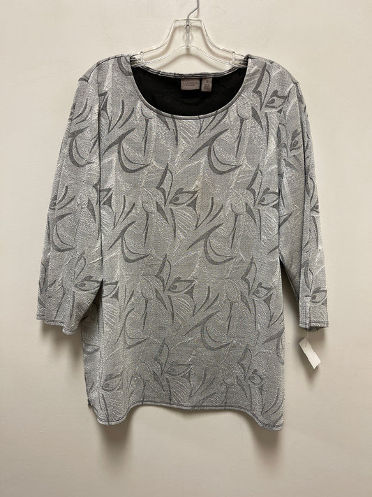 Silver Top Long Sleeve Chicos, Size Xl