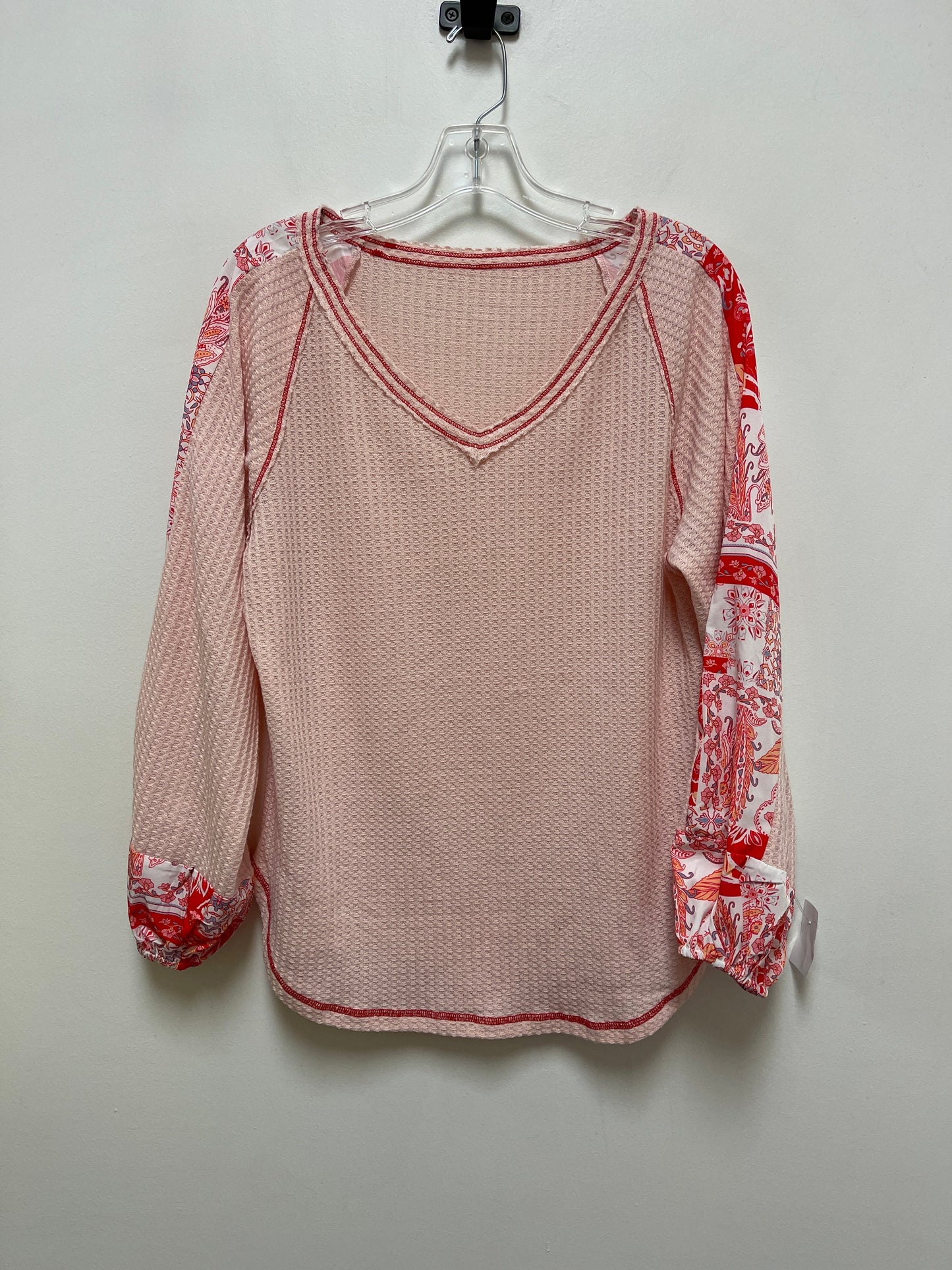 Pink & Red Top Long Sleeve Clothes Mentor, Size S