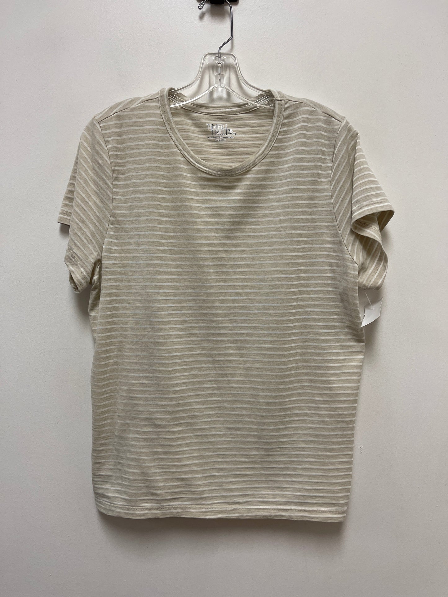 Top Short Sleeve Basic By Time And Tru In Striped Pattern, Size: Xl