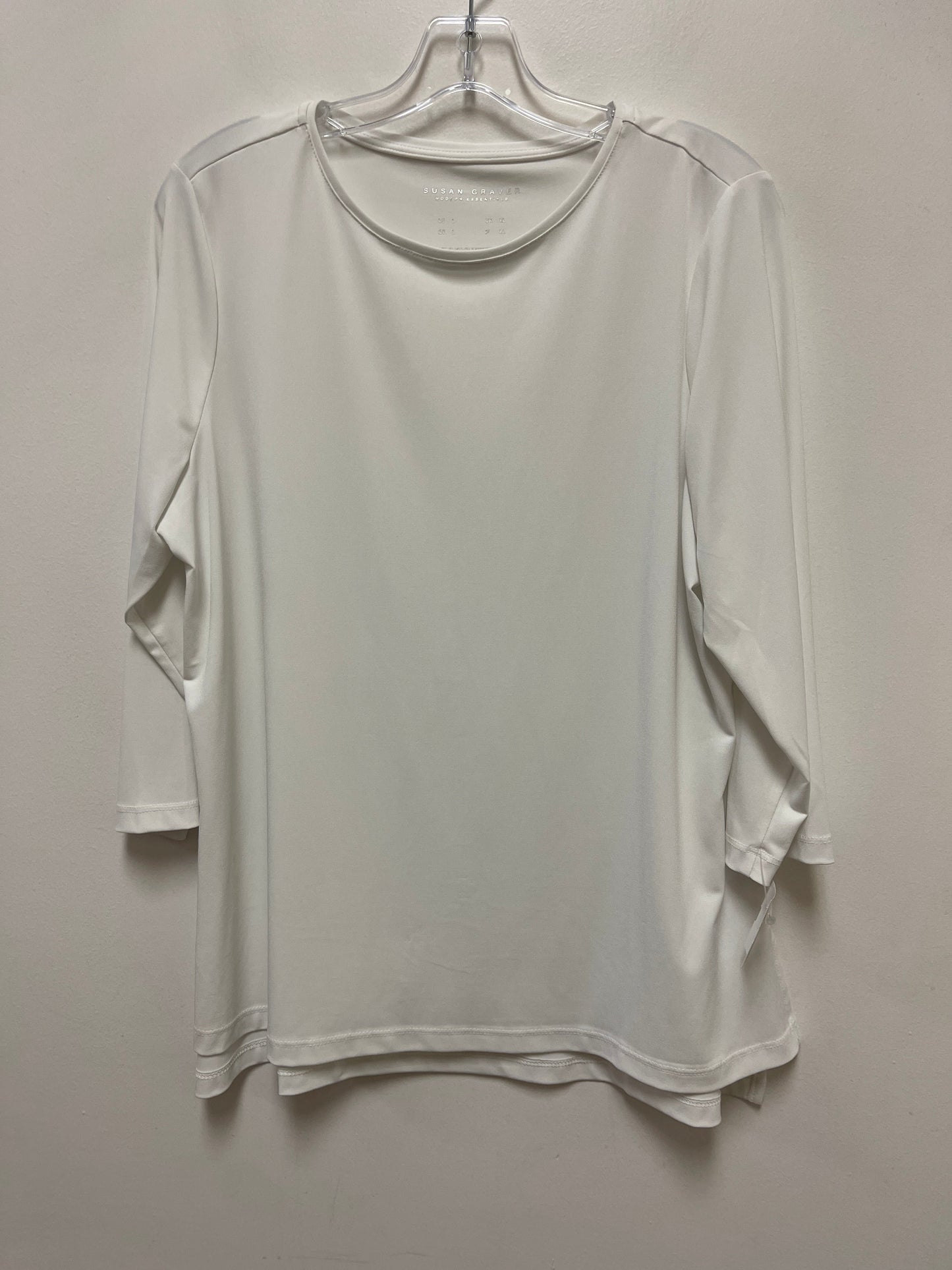 Top Long Sleeve Basic By Susan Graver In White, Size: L