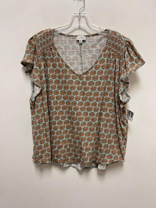 Top Short Sleeve By Wonderly In Green & Orange, Size: 3x