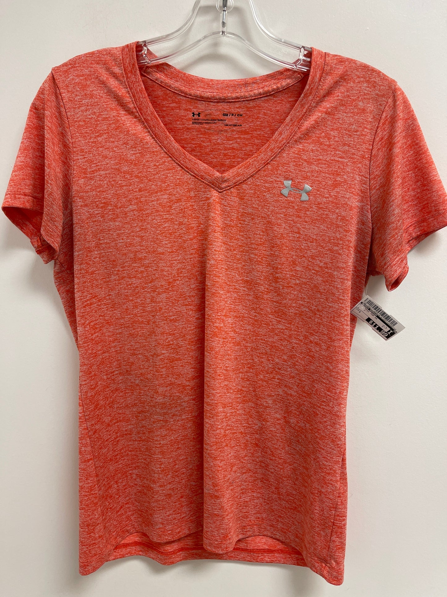 Athletic Top Short Sleeve By Under Armour In Orange, Size: S