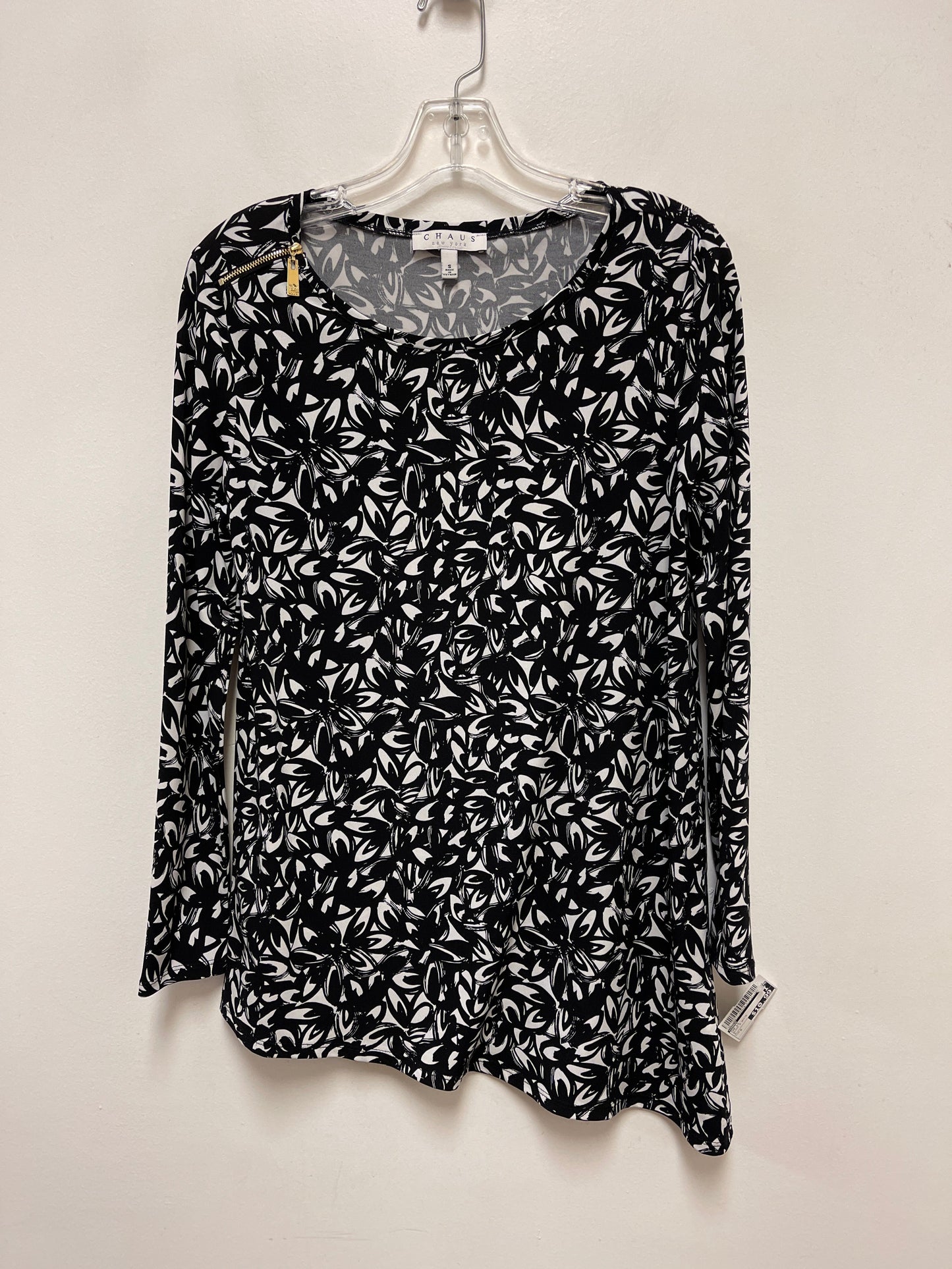 Top Long Sleeve By Chaus In Black & White, Size: S